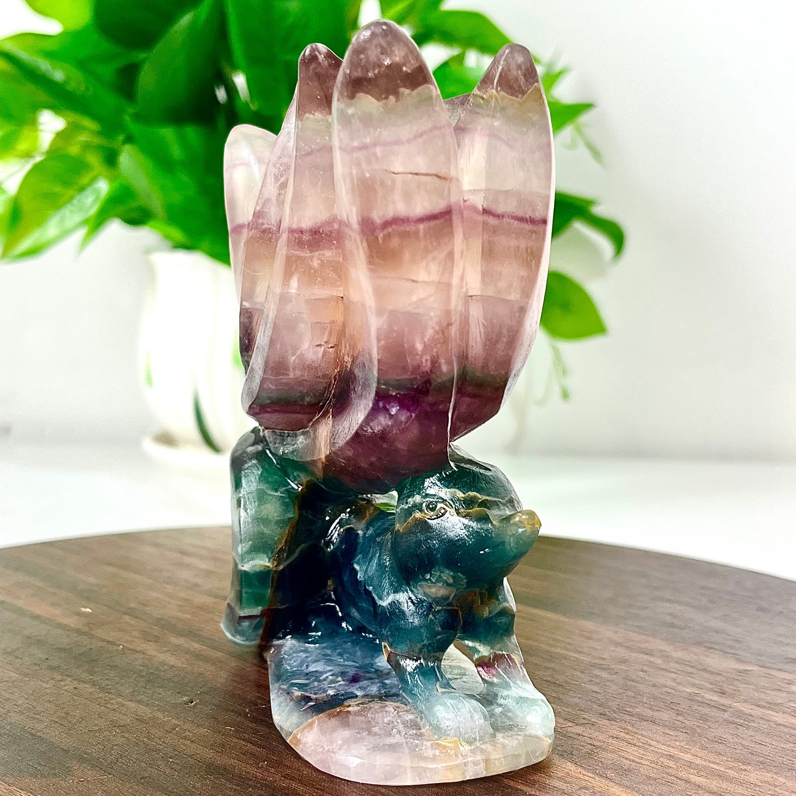 2.05LB Natural fluorite quartz products, hand carved and polished spiritual orna