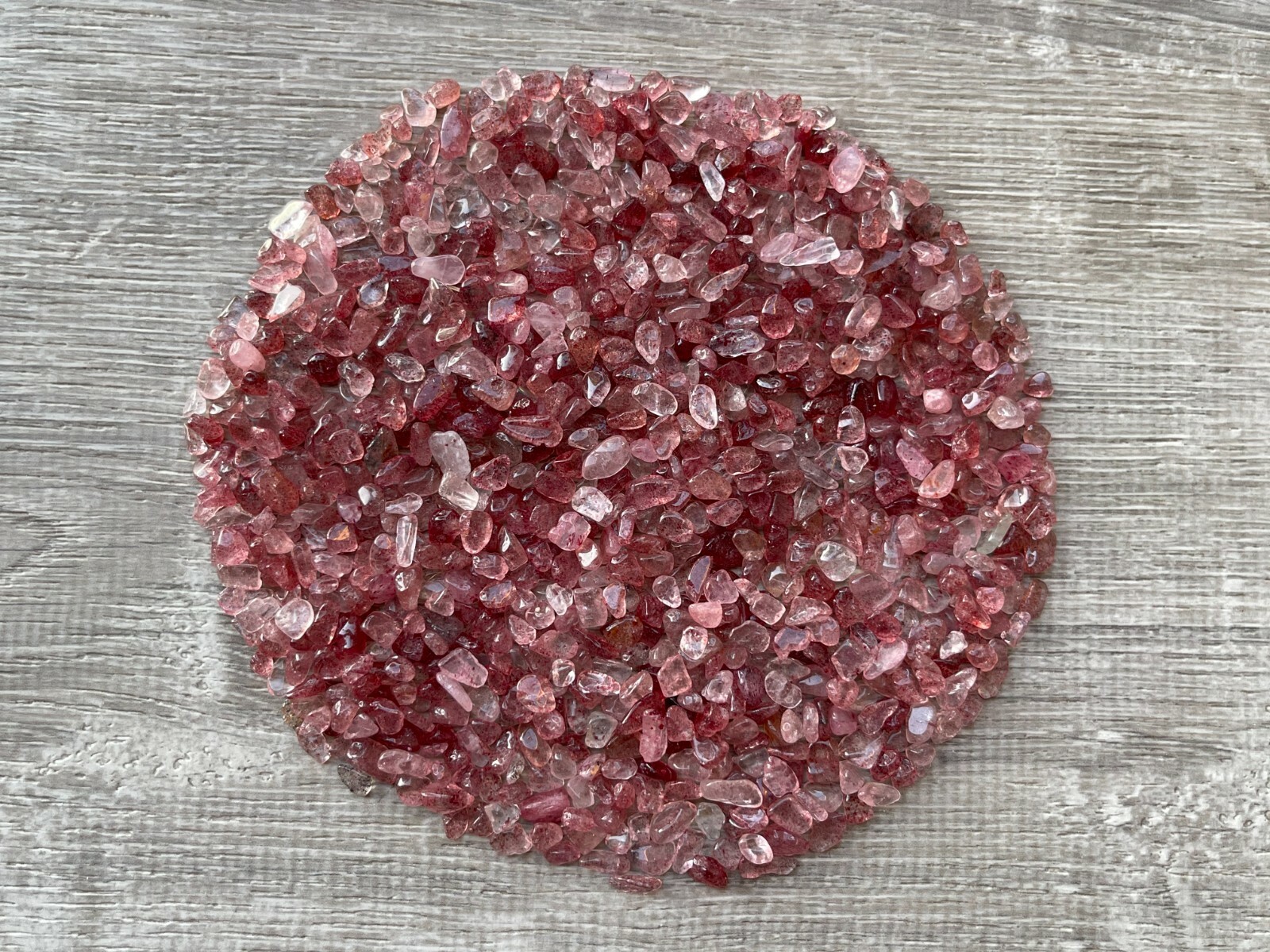 Grade A++ Strawberry Quartz Semi Tumbled Gemstone Mini Chips 4 – 8 mm, Bulk Lot