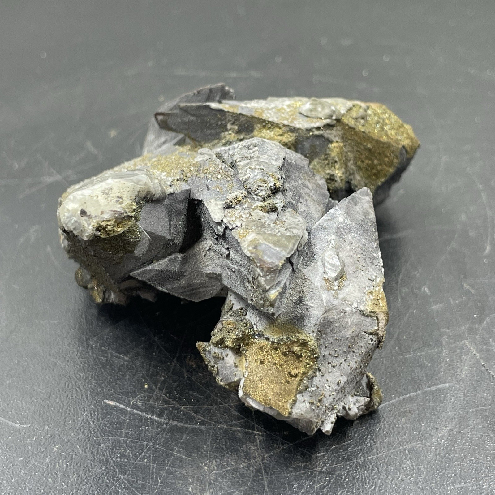 Dogtooth Calcite with Pyrite Crystal Cluster Specimen Mineral