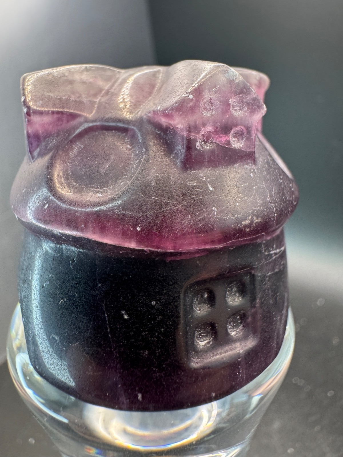 6399 Purple Fluorite Carved and Polished Fairy House 125g