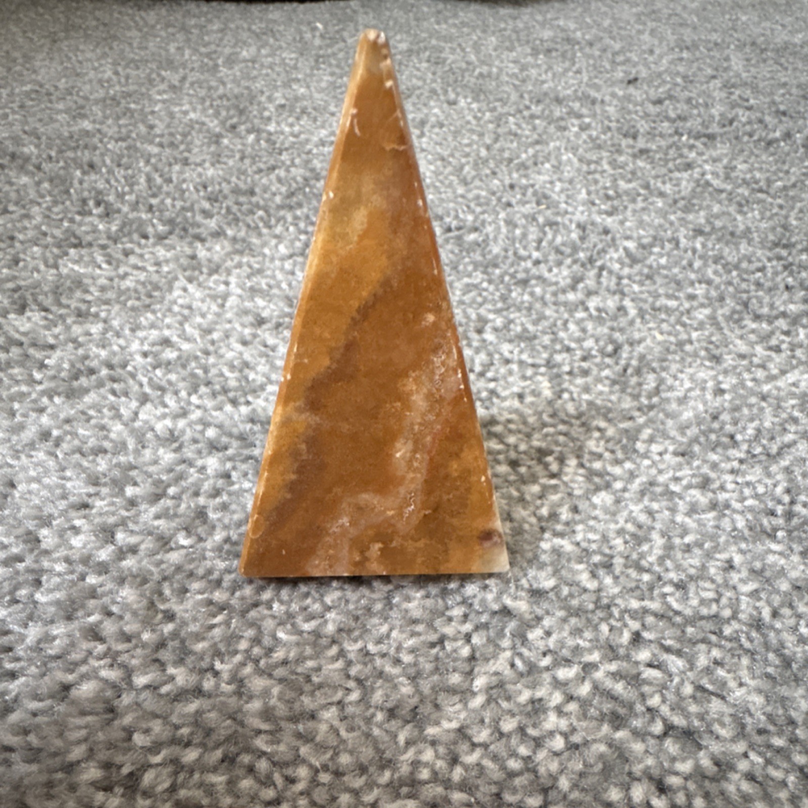 Brown and White Onyx Pyramid Crystal Display Specimen 3 Inches
