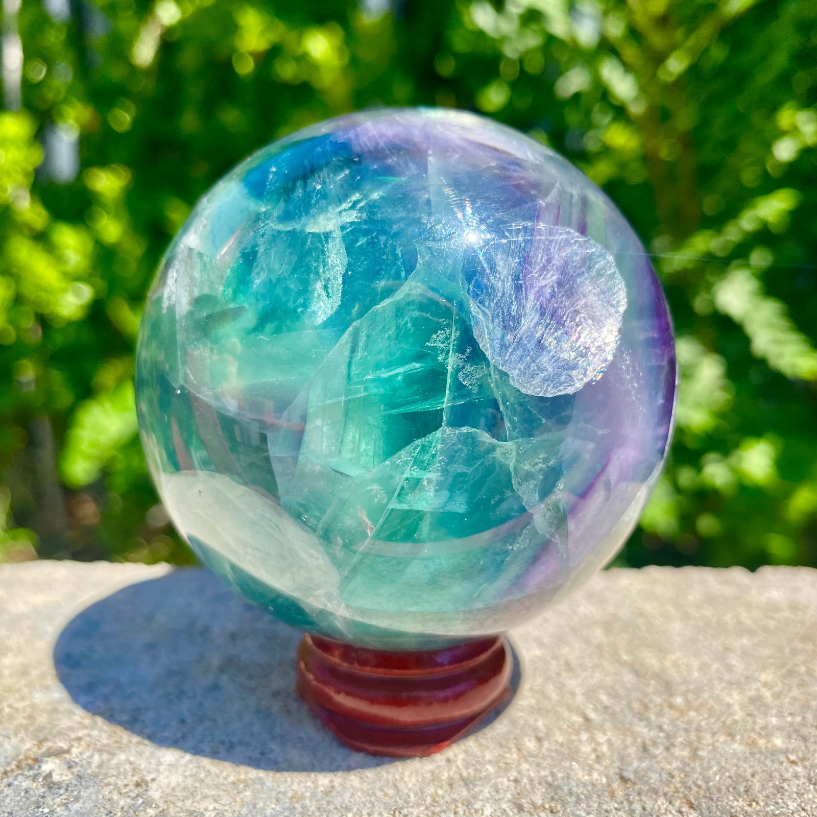 1.24LB natural Green fluorite ball quartz crystal Sphere Reiki energy healing