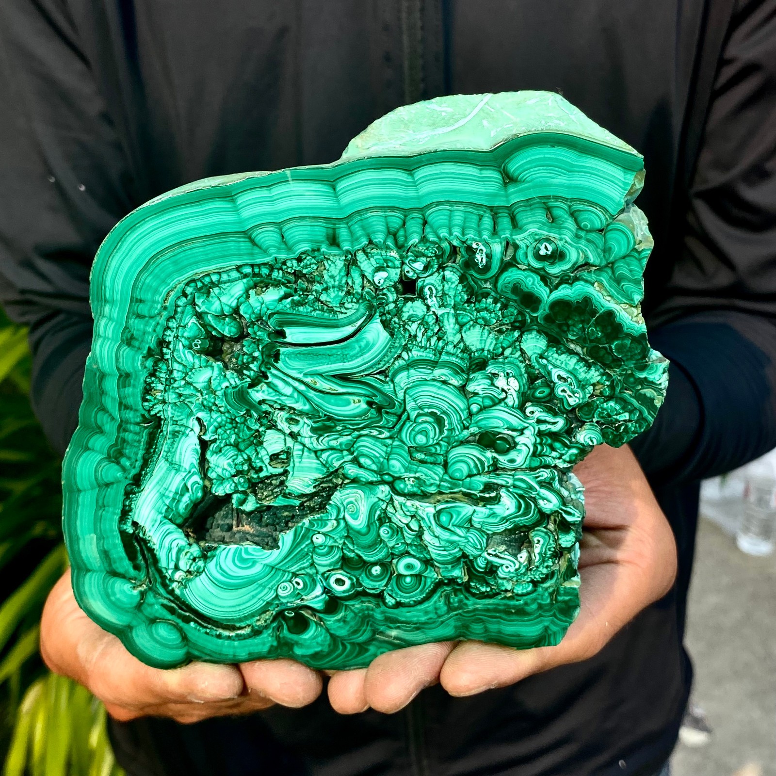 1.58LB Natural Green Malachite Crystal Flaky Pattern Ore Specimen Quartz Healing