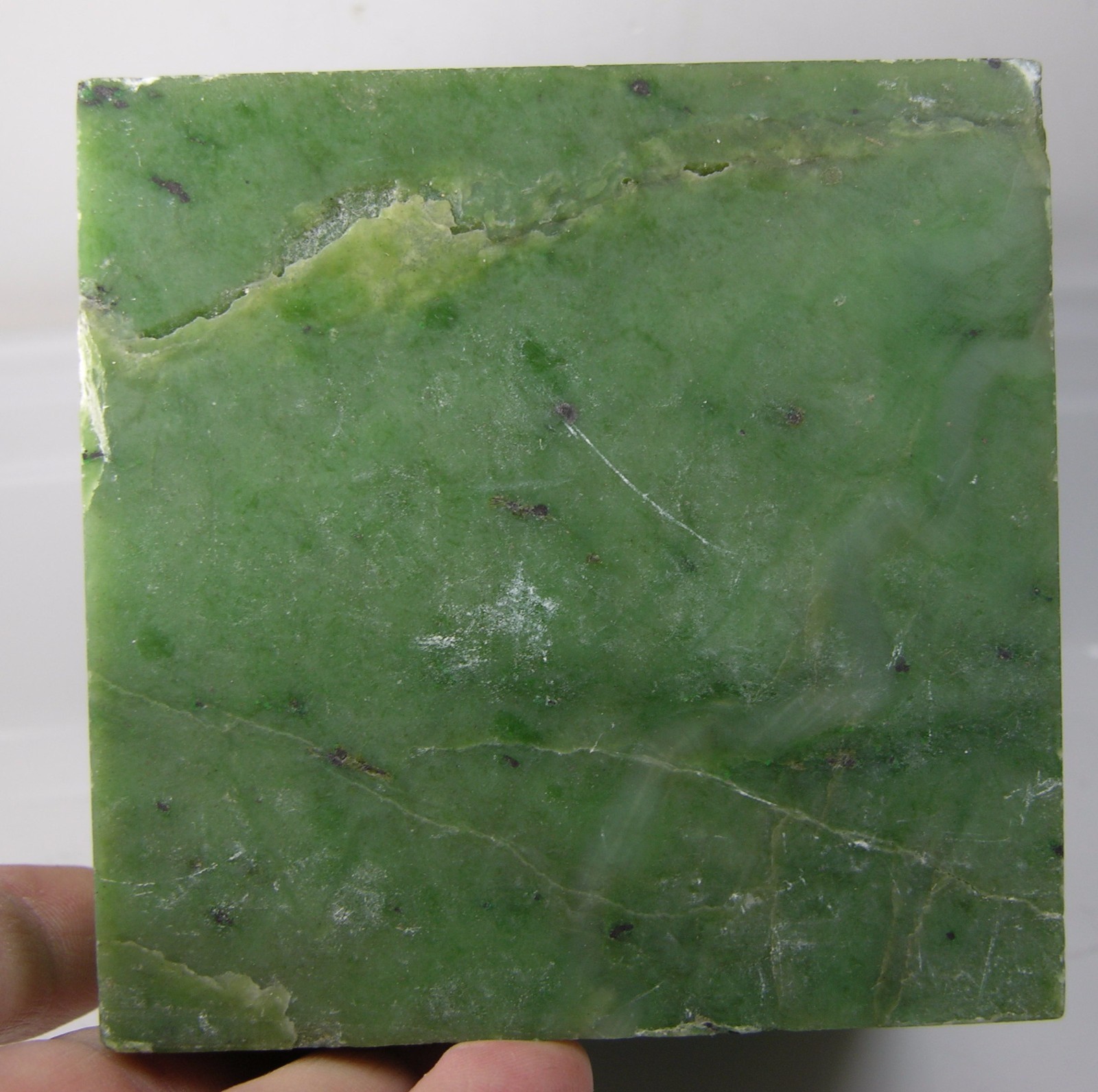 1760g Russia 100% Natural Rough Green Jade Block Specimen 3 lb 14 1/8 oz 86mm