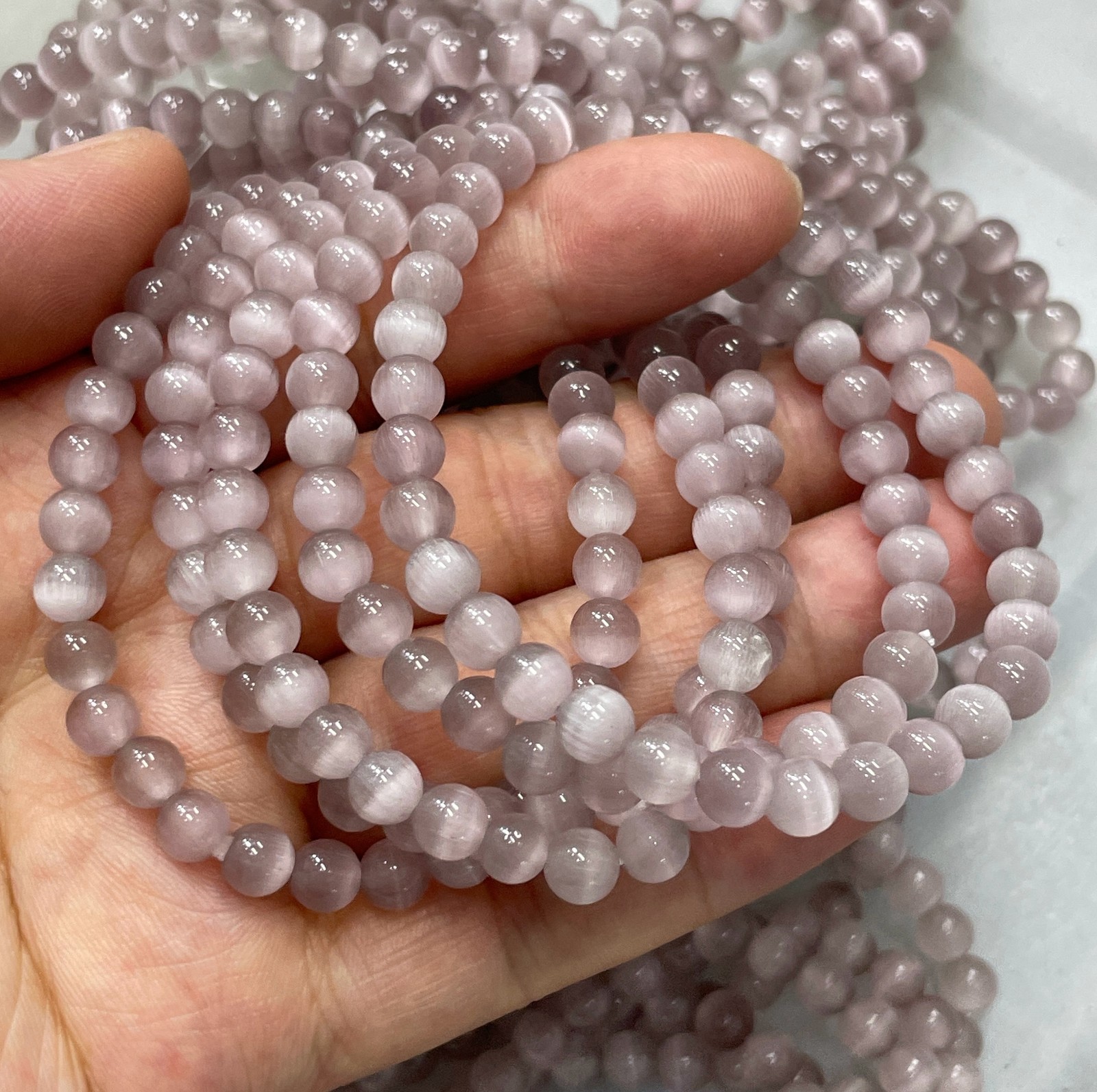 10pcs Glass Cat Eye Beads Round Beads 6mm Bracelet decor 7.5″