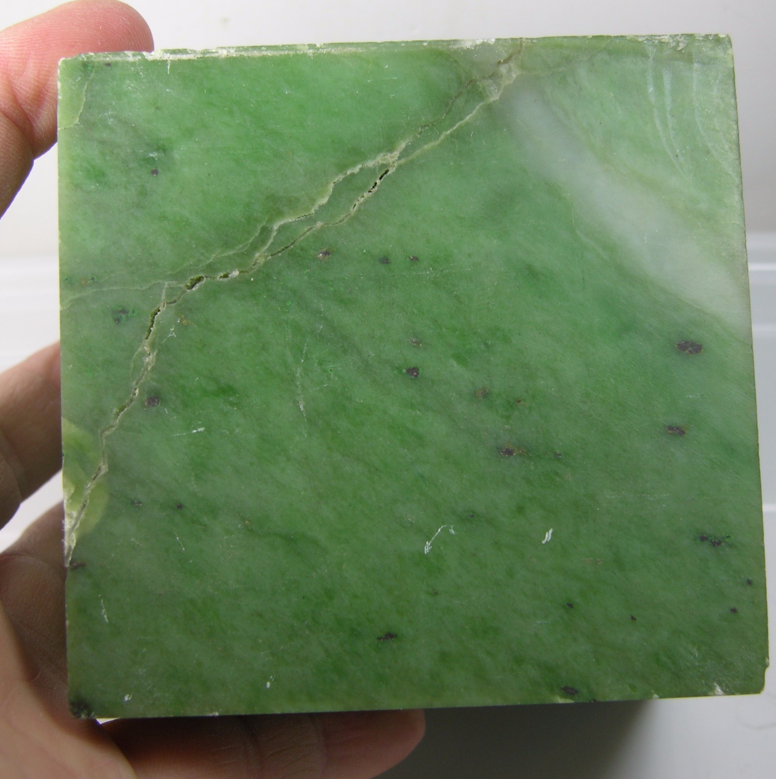 1760g Russia 100% Natural Rough Green Jade Block Specimen 3 lb 14 1/8 oz 86mm