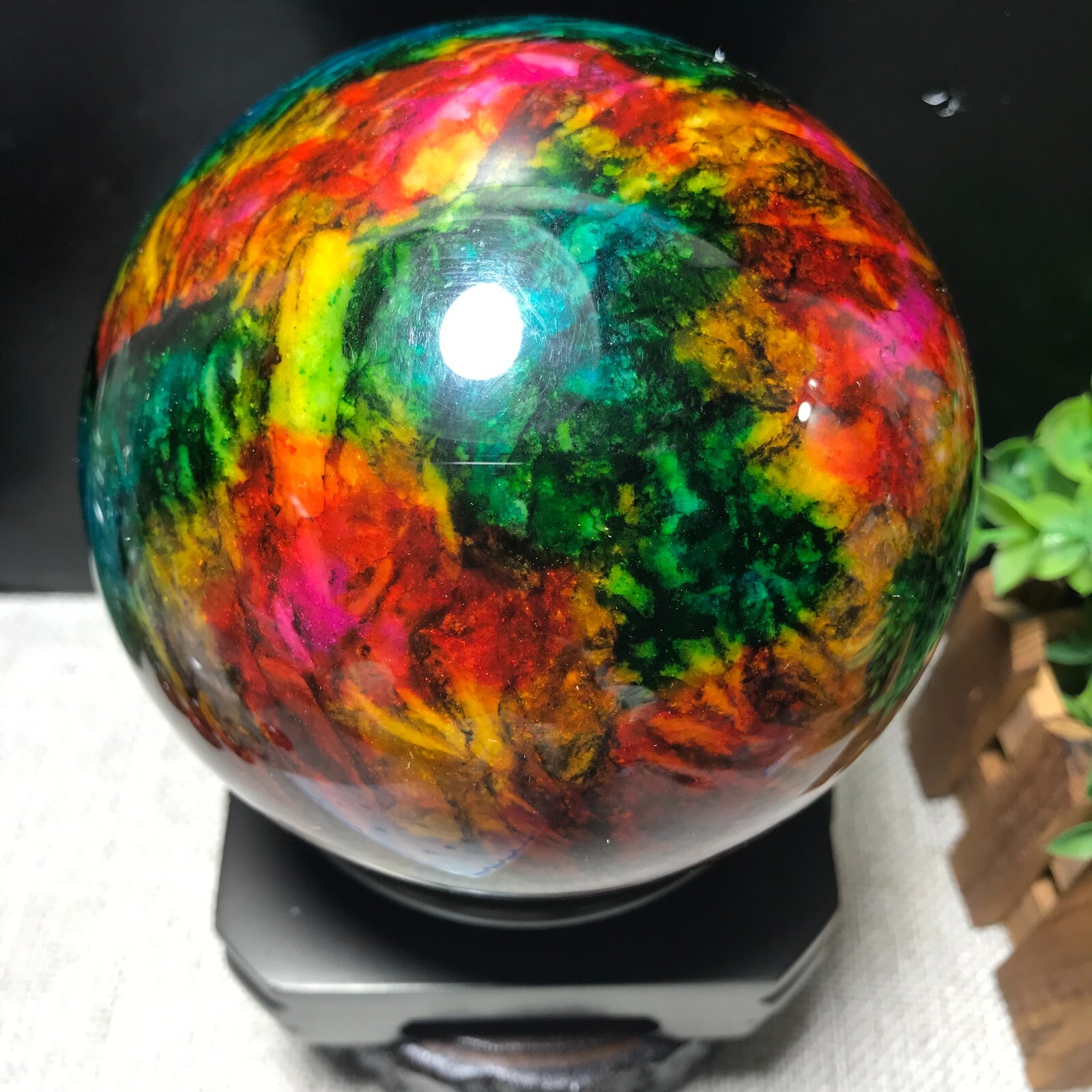103mm 1680g “Seven Colors Jade” sphere specimen -Taiwan China Gift 01