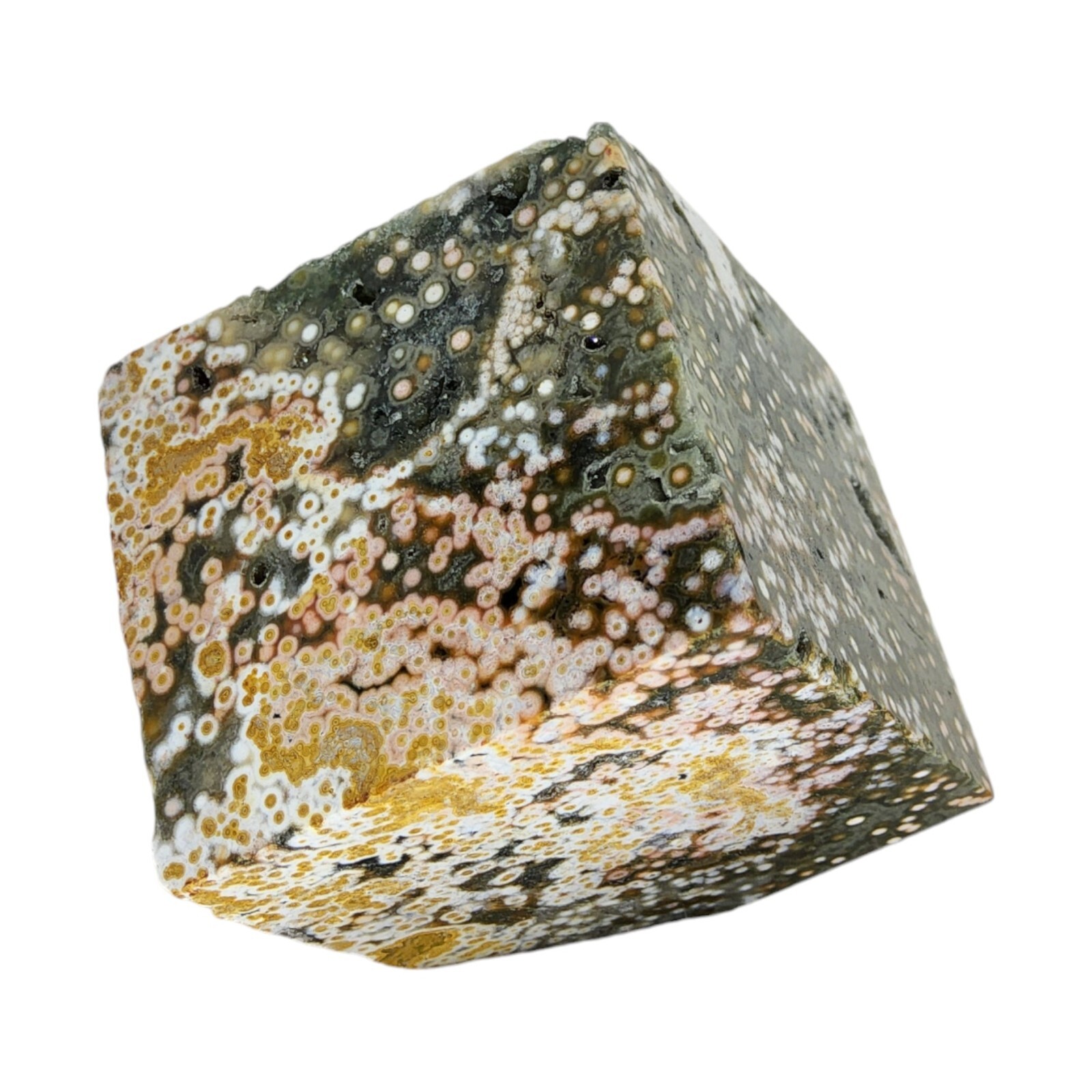 Ocean Jasper, 1 5/8 inch, cube, high quality, orbicular, specimen, #R-6272
