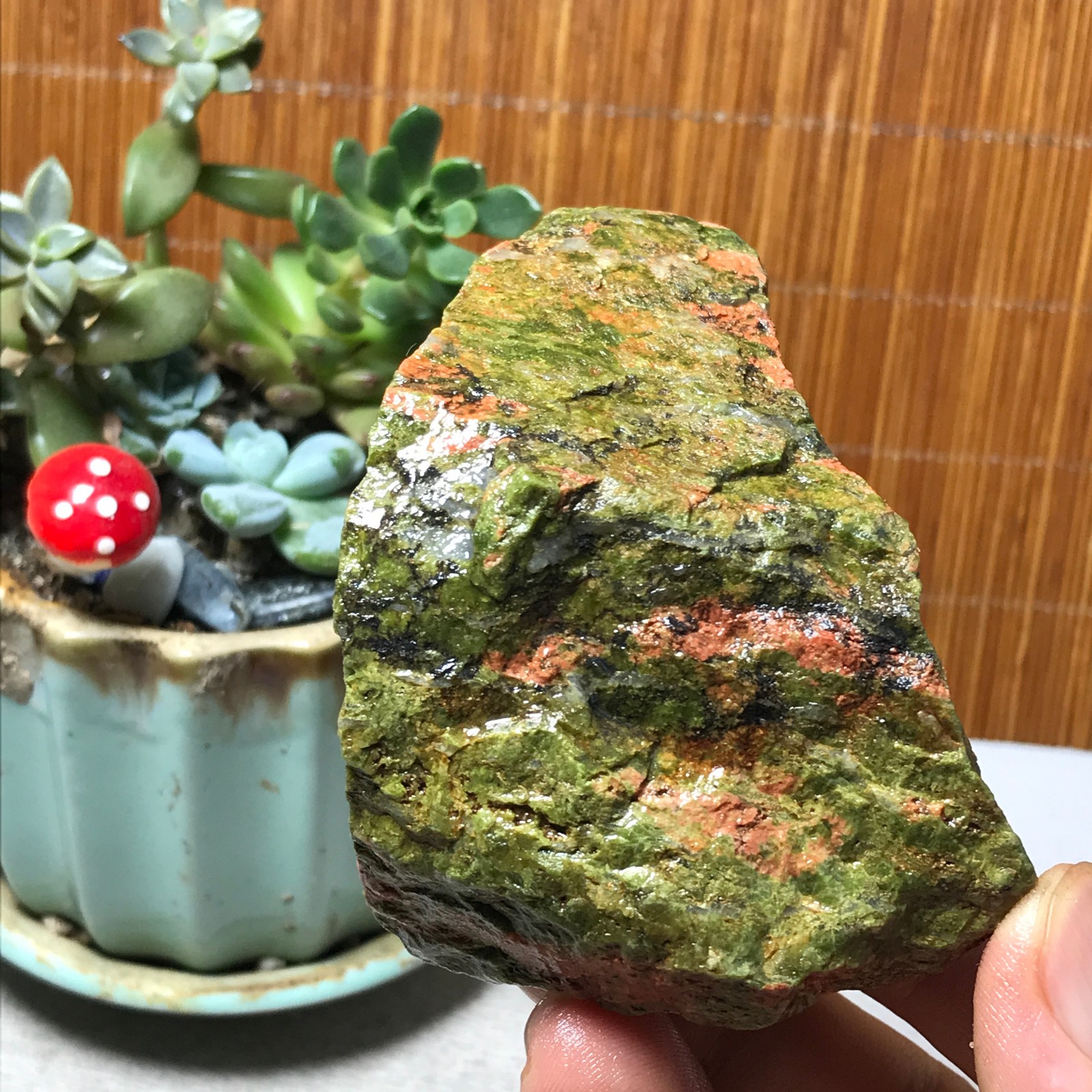 213g Natural Unakite Crystal gemstone Rough Mineral Specimen healing A6356