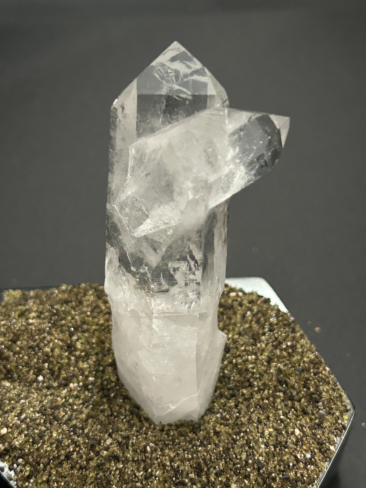Natural Columbian Quartz Crystal Twin Point 3.5” Bridge Cross