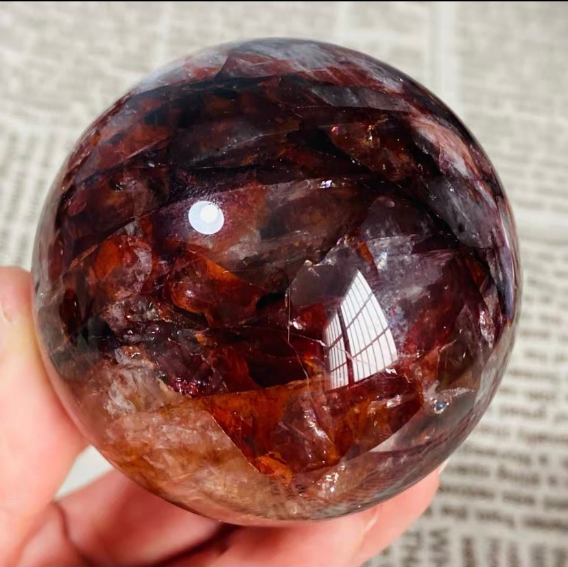 326g Natural Red Gum Flower Ball Crystal Sphere Specimen Energy Healing Reiki