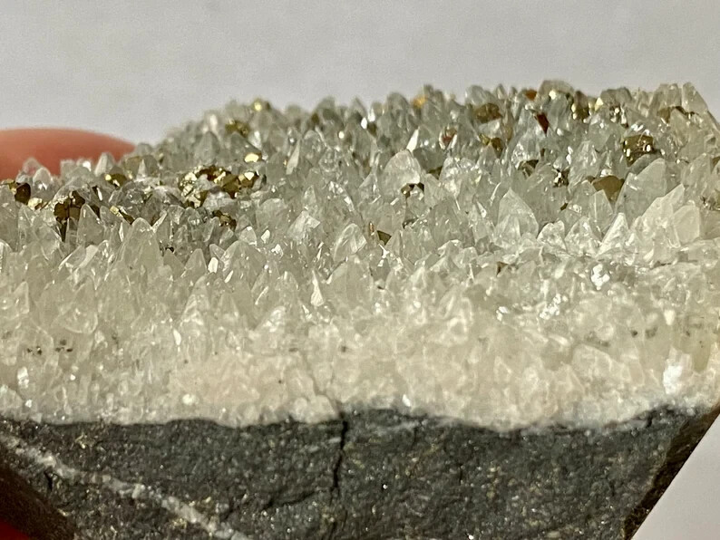 201gms “Beautiful Luster”~ Golden IRON PYRITE In QUARTZ Geometric Specimen D1381