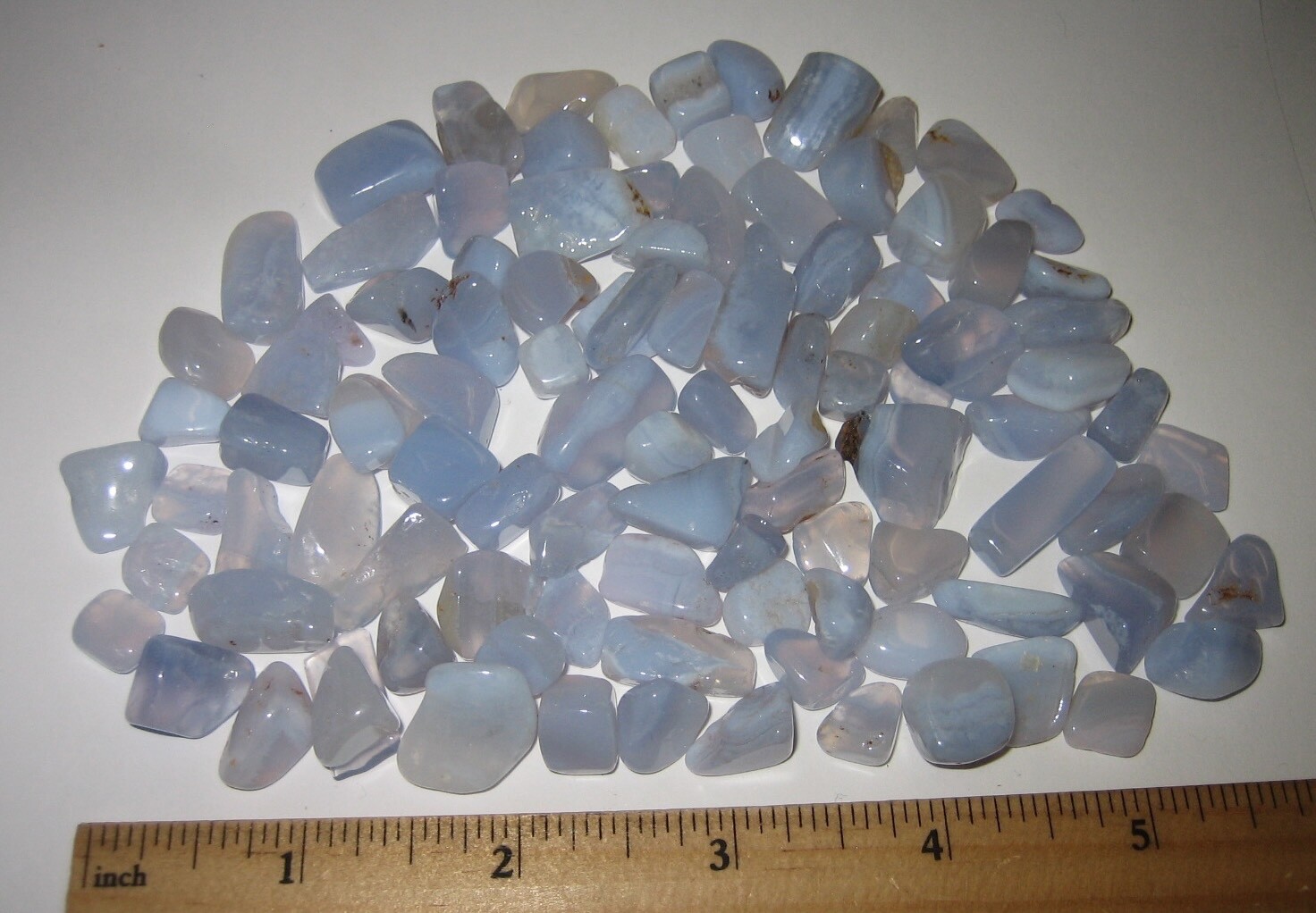 100+ TUMBLED POLISHED 0.2″- 0.7″ BLUE LACE AGATE CRYSTAL STONES ~ 155.4grams *2