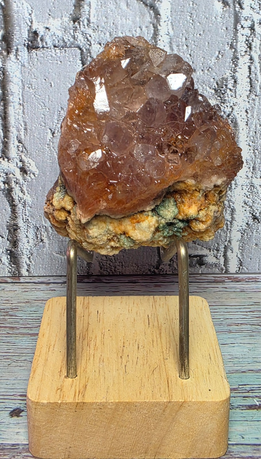 Natural Iron-Stained Druzy Quartz Crystal Cluster Sparkling Red Hematoid Quartz