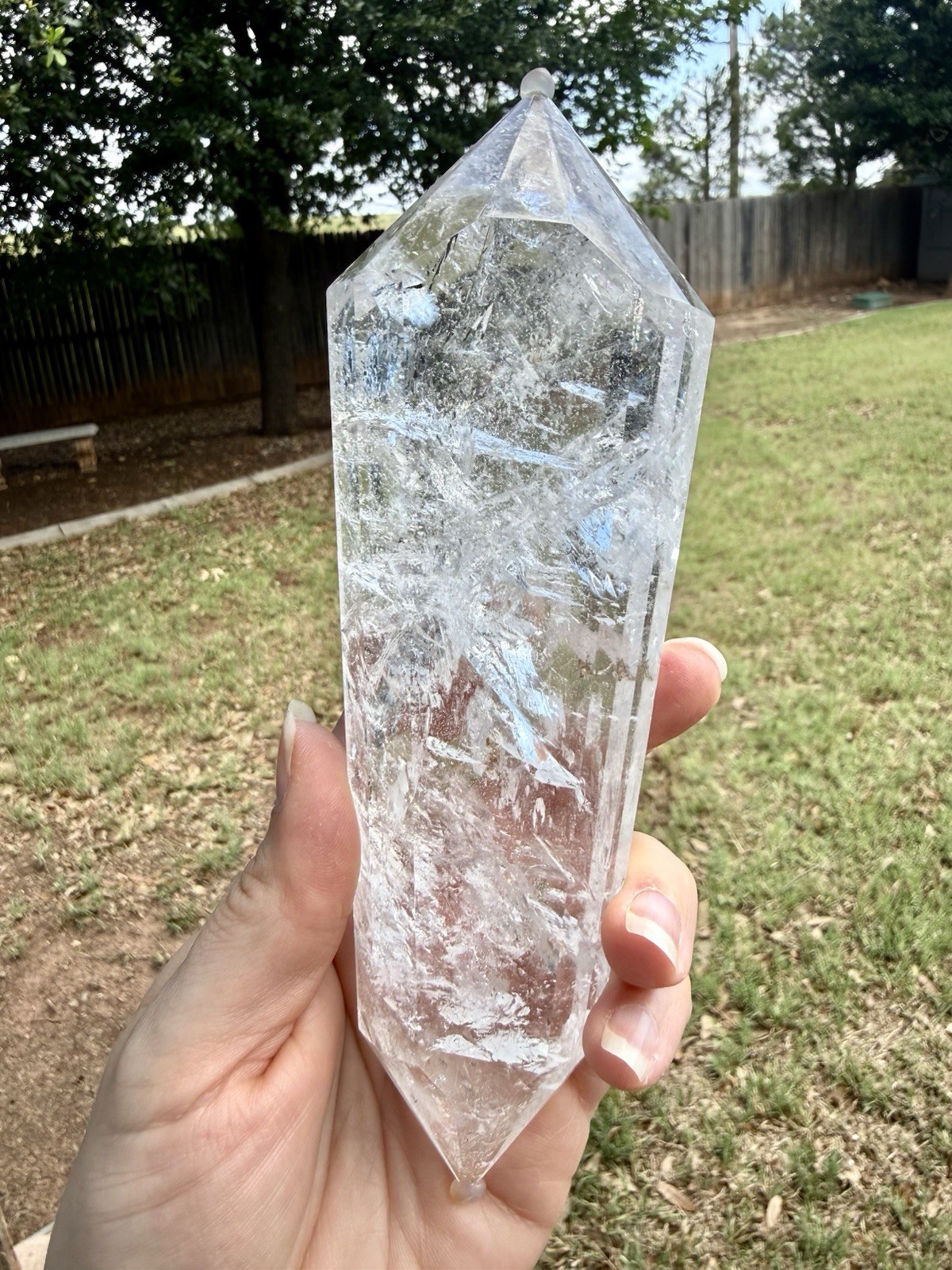 HQ Large Brazil Clear Quartz DT Vogel Double Terminated 1lb 3oz 7 1/2In Crystal
