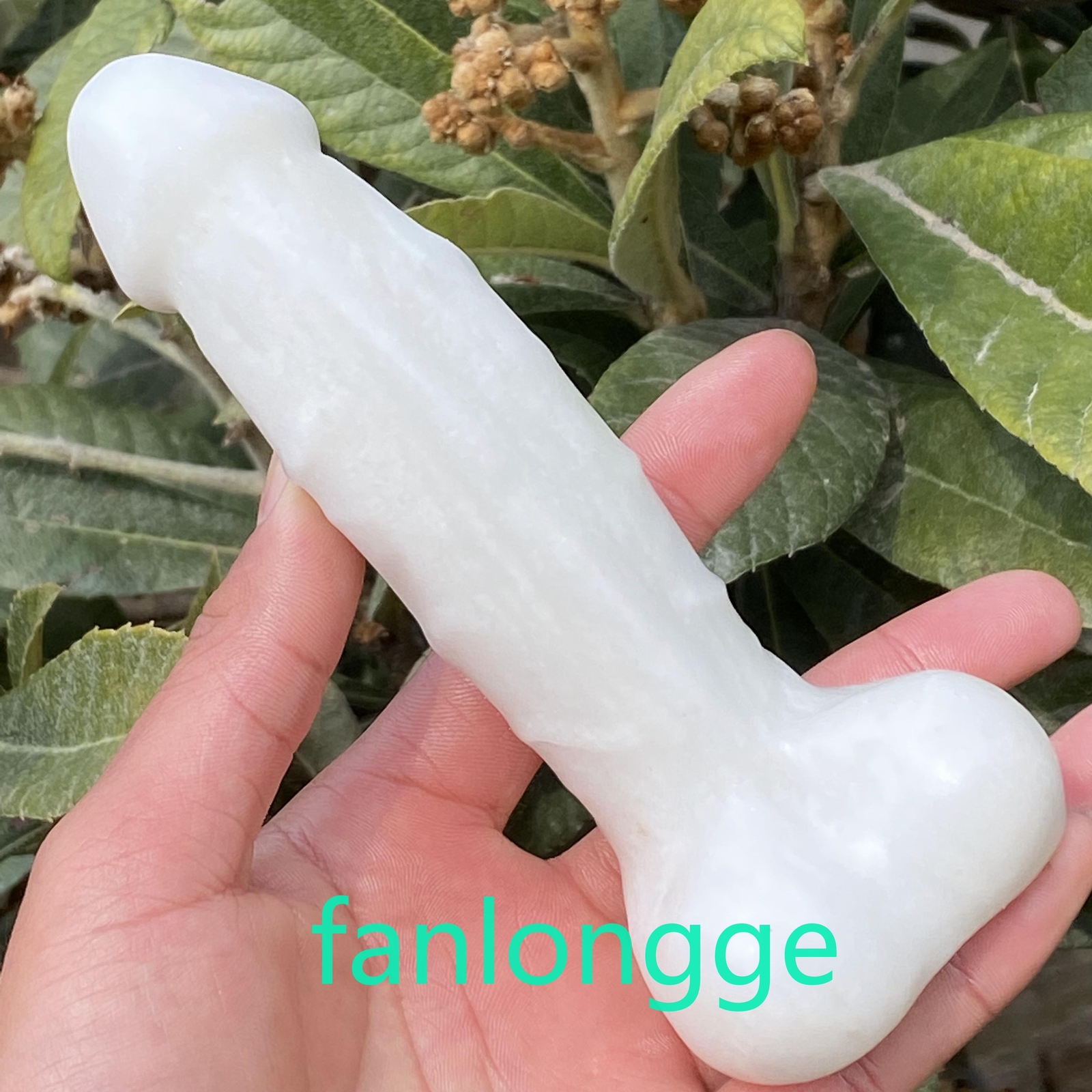 6in Wholesale Natural White jade male penis Quartz Crystal Carved Figurines 1pc