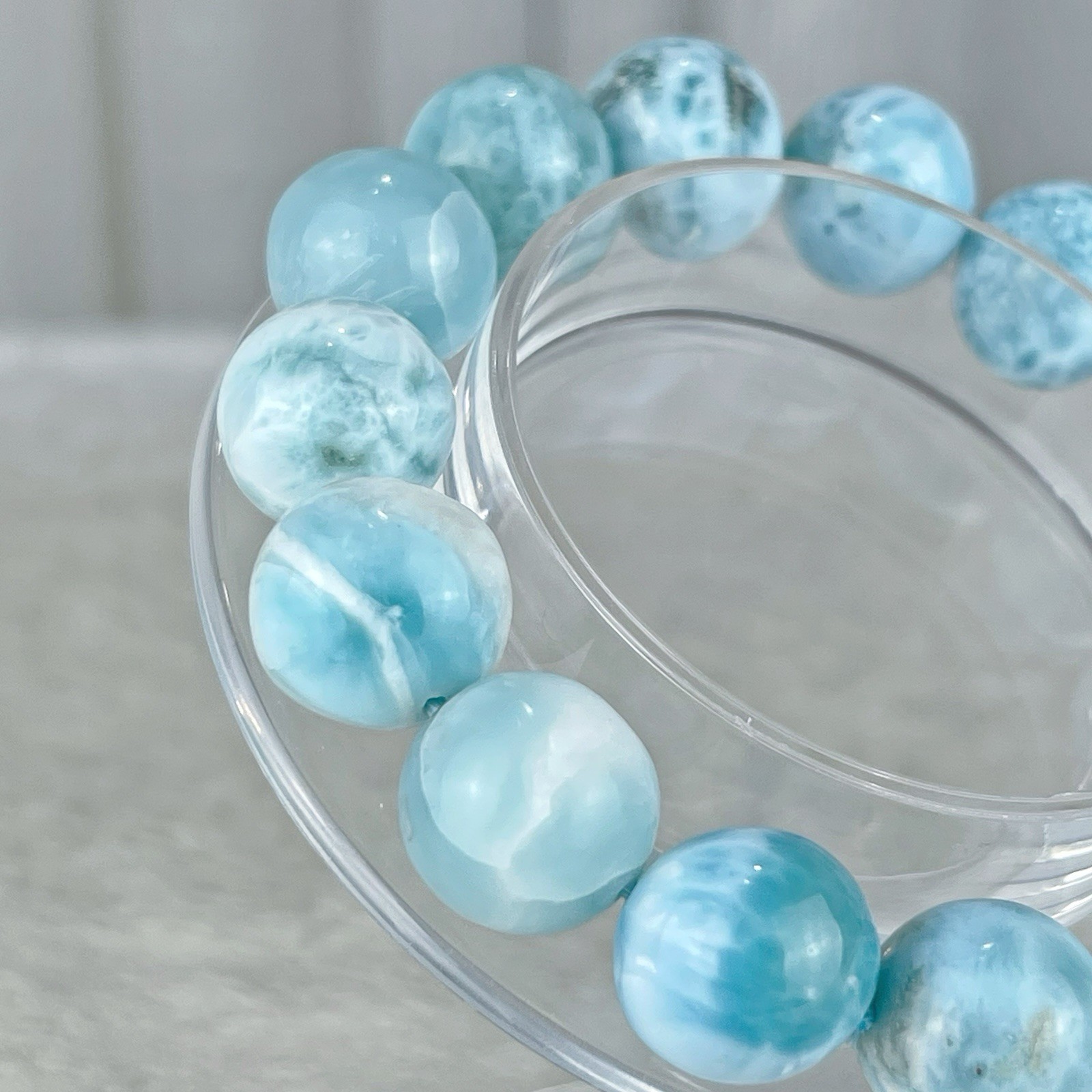 53g Larimar Bracelet Sky Blue, 7 in” 13mm, Dominican Gemstone,