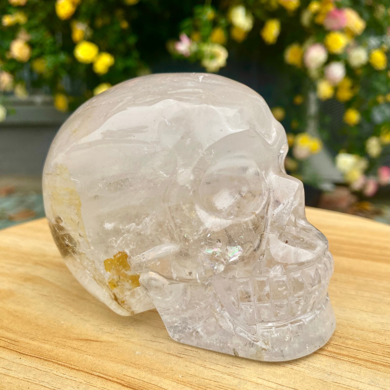 1.77LB TOP! White melting quartz hand carved crystal skull gem reiki healing