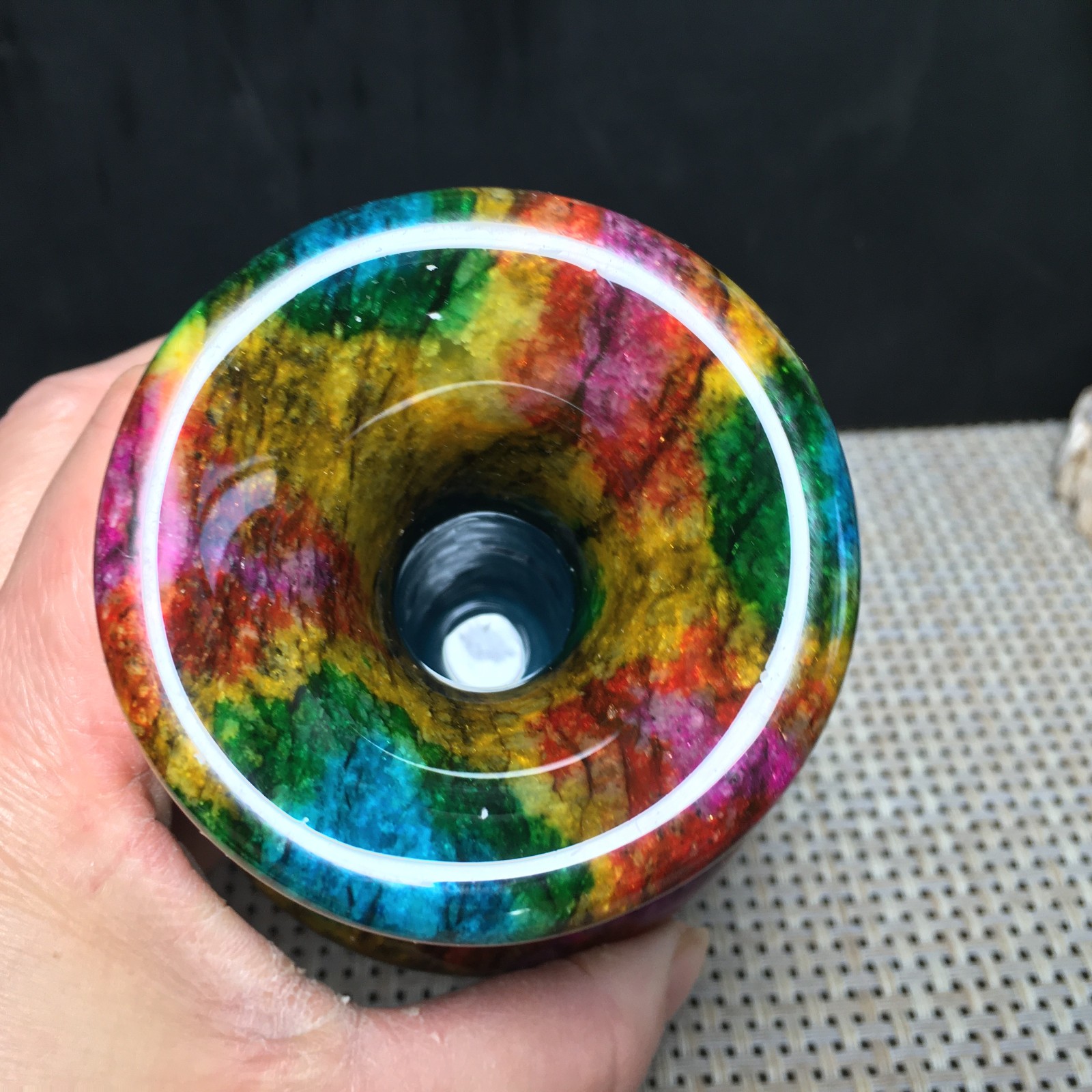 894g Natural “Seven Colors Jade” vase specimen -Taiwan China 03