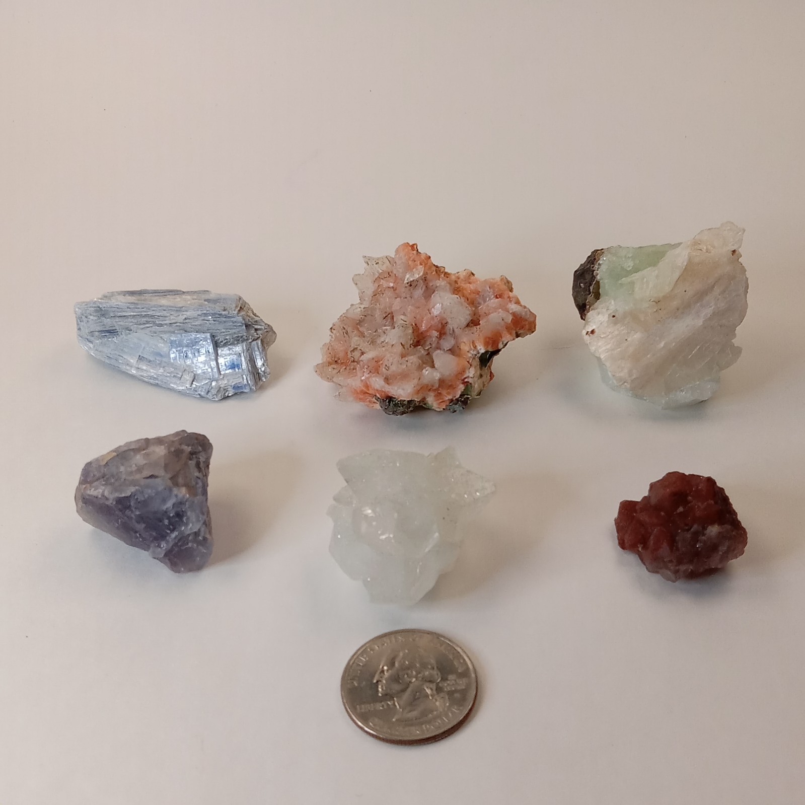 Mixed Mineral Specimen Lot 6pc Kyanite Apophyllite Garnet Stilbite I12