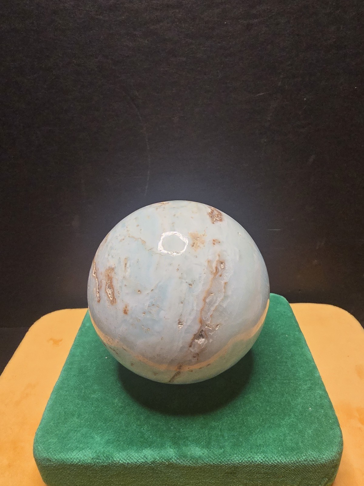 Massive 994g Caribbean Calcite & Blue Aragonite Polished Crystal Sphere Specimen