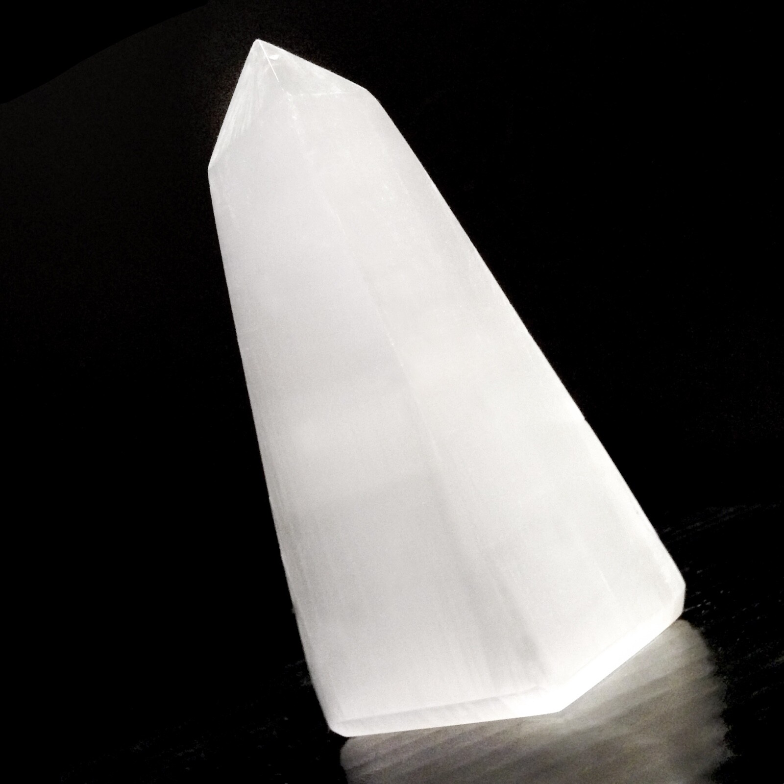 Selenite Tower Polished ” Crystal Obelisk Natural Carved Pyramid Energy Healing