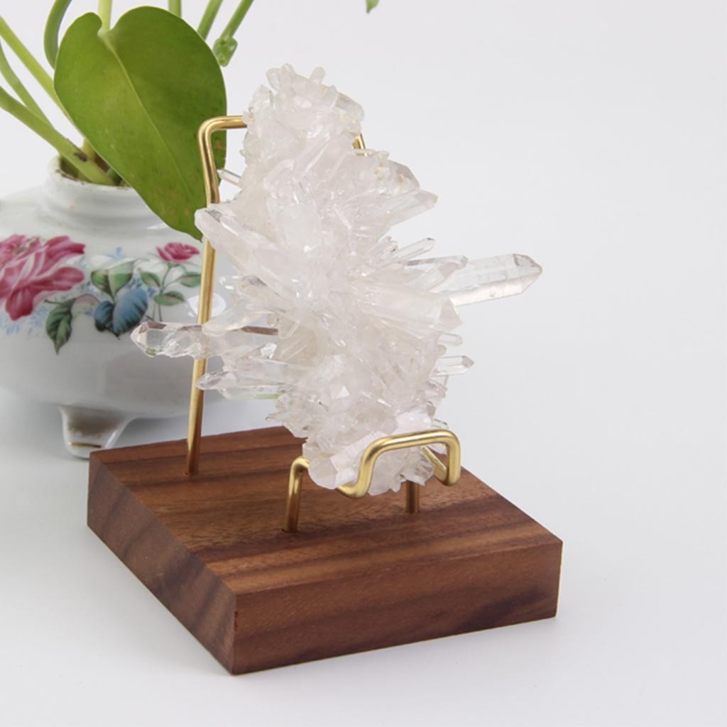 Display Holder – Display Easel Stands for Rock Mineral Agate, Walnut Base