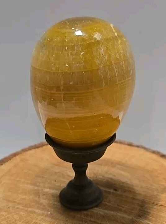 Honey Amber Orange Calcite Crystal Egg 2.5″ Chakra Healing Grids Reiki Massage