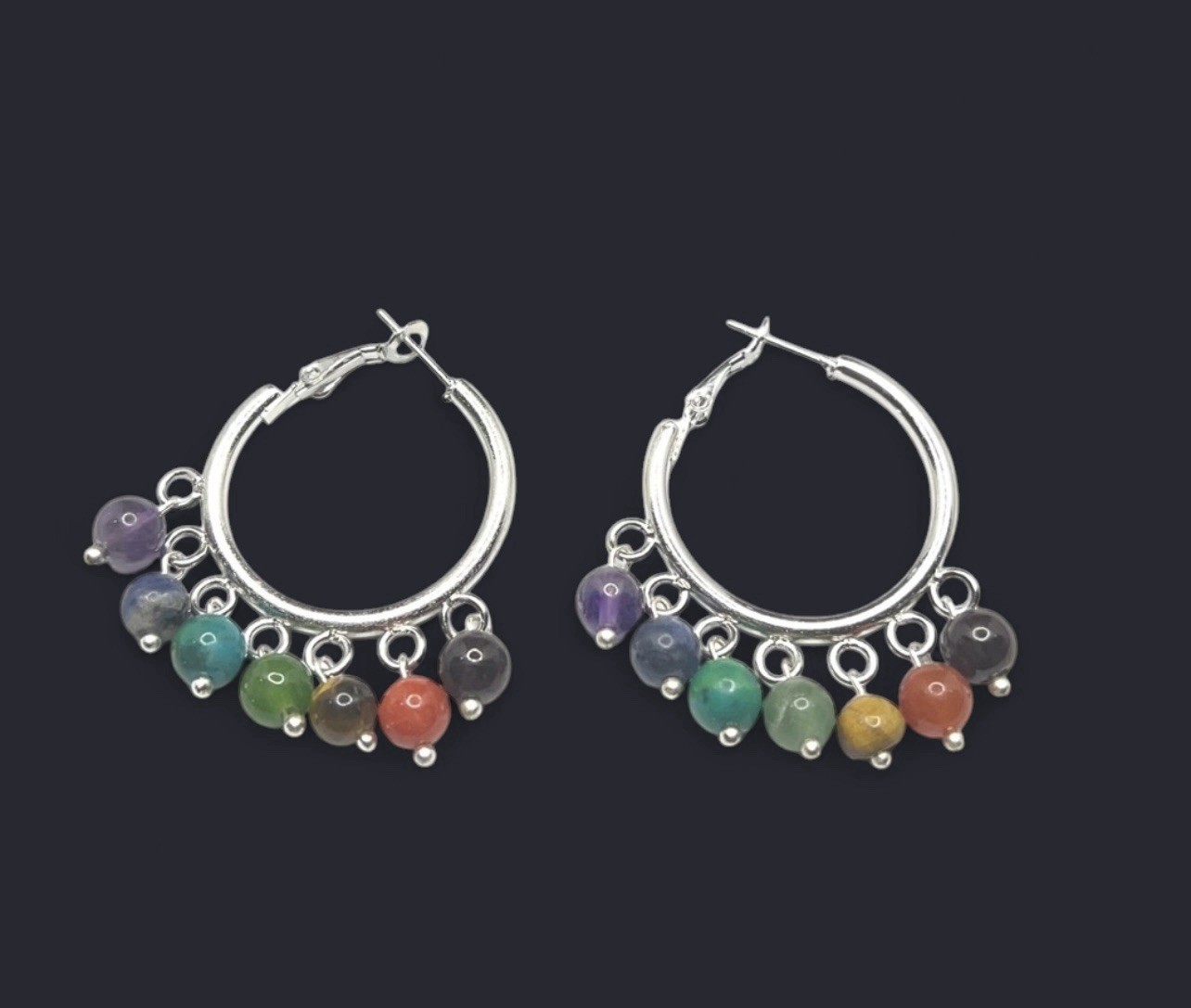7 Chakra Genuine Stone Earrings