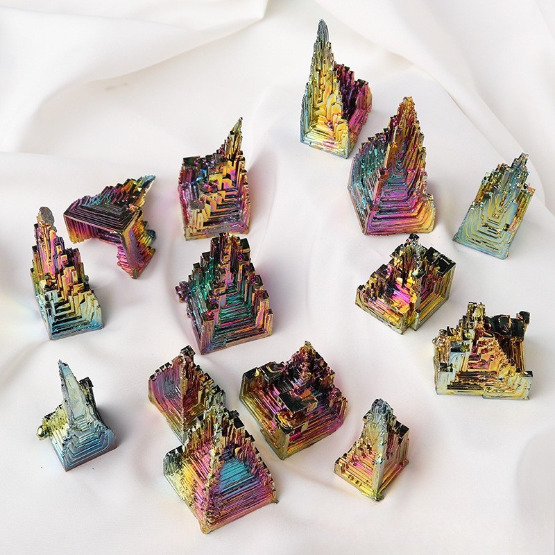 50~100gNatural Bismuth Ore Rainbow Crystal Mineral Specimen Healing Stone 1~3PCS