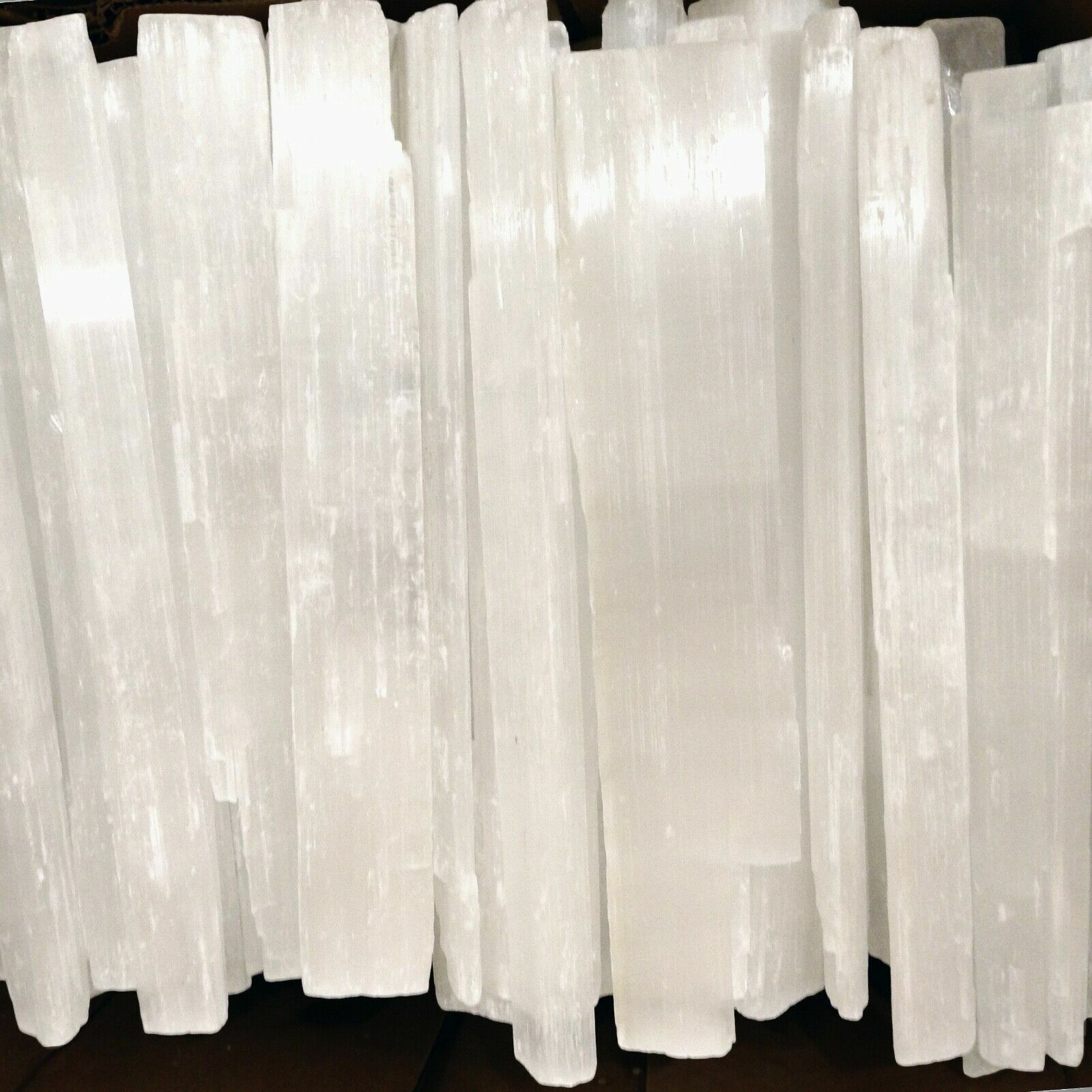 Natural Selenite Logs Rough Crystal Wands ” XL 14″ Bars – 10 Lbs BULK wholes LOT