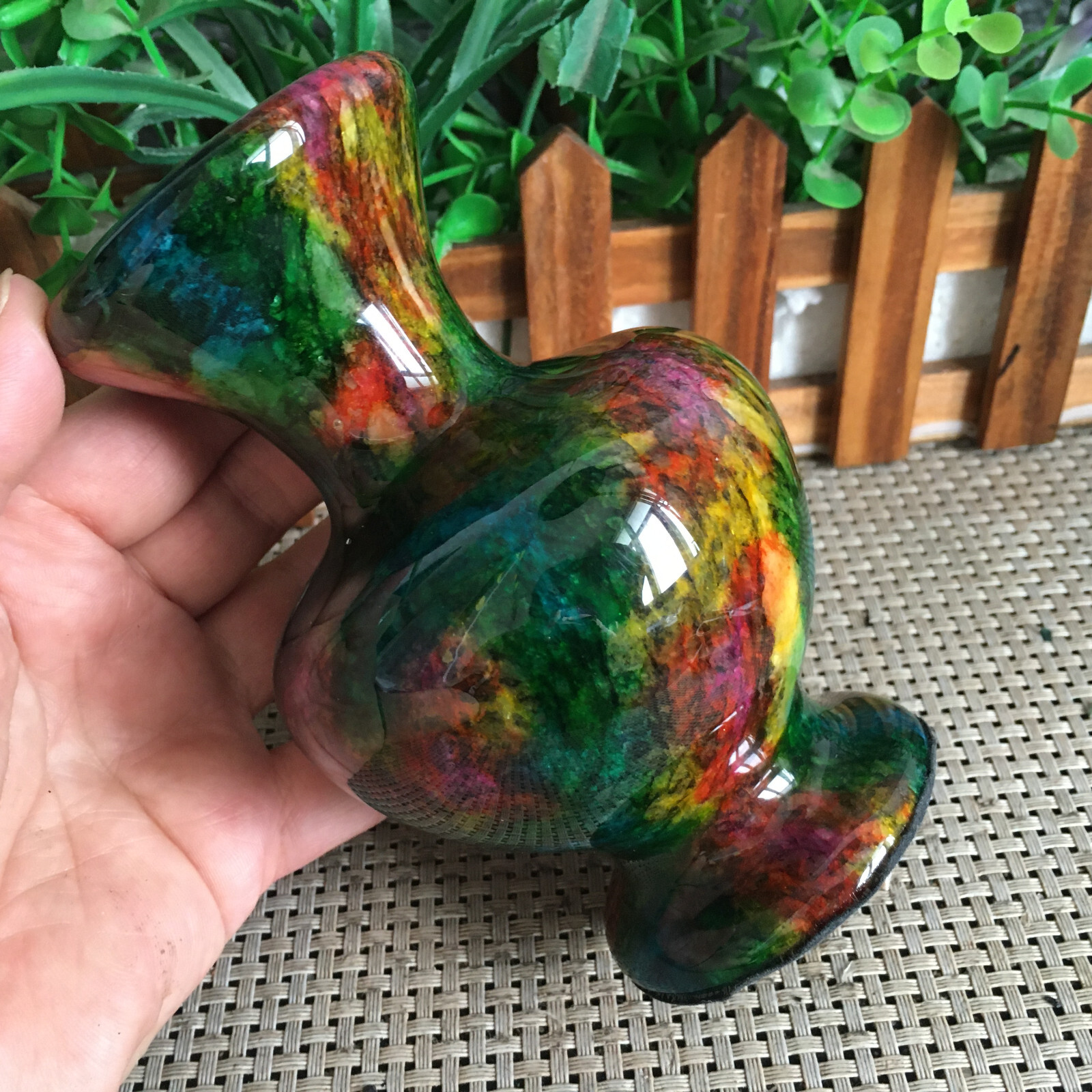 945g Natural “Seven Colors Jade” vase specimen -Taiwan China mh633
