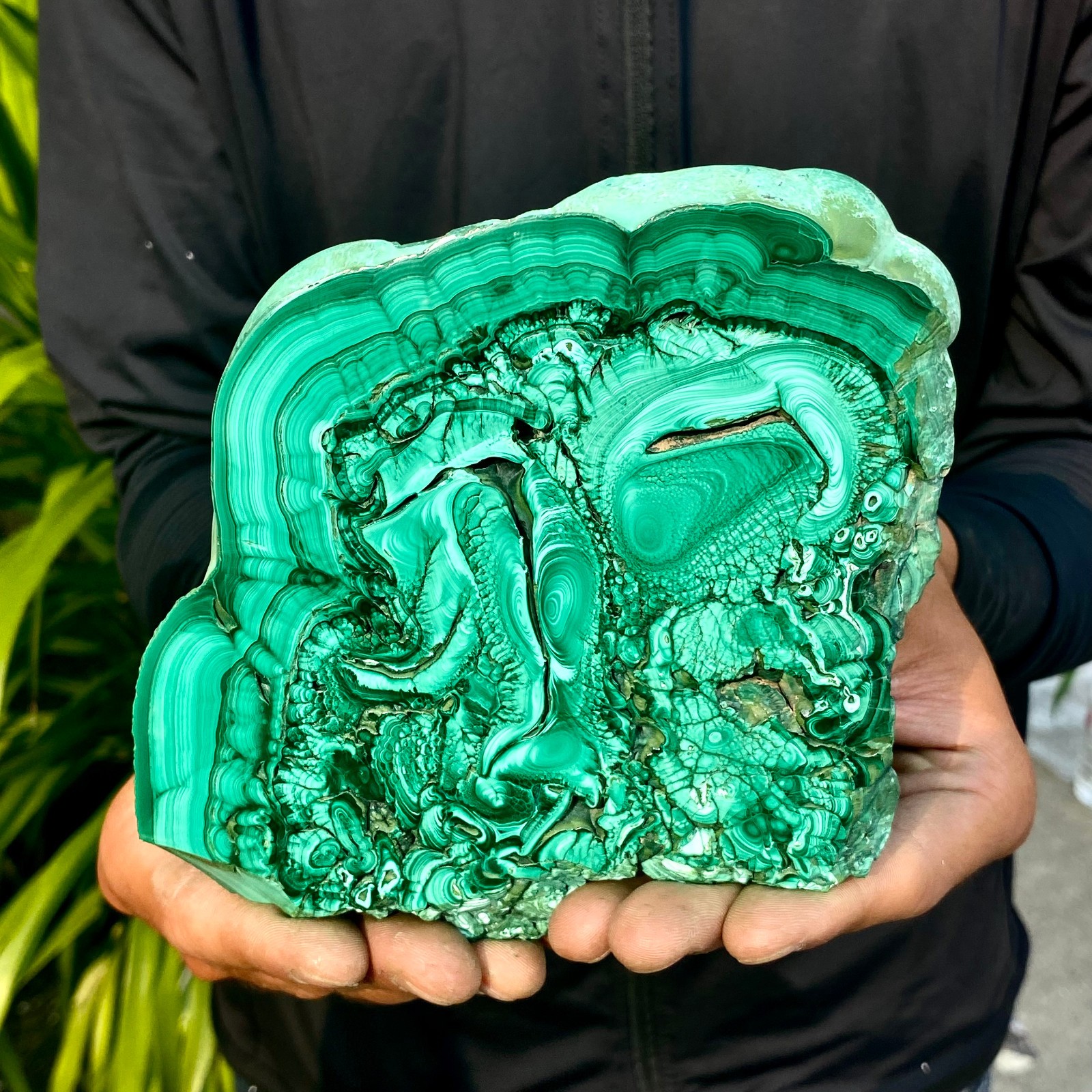 1.58LB Natural Green Malachite Crystal Flaky Pattern Ore Specimen Quartz Healing