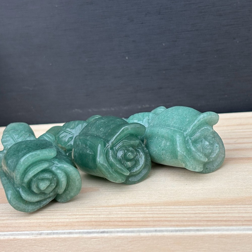 2.3″ Natural Aventurine Quartz Rose Carved Crystal Flower Skull Healing Gift 1pc