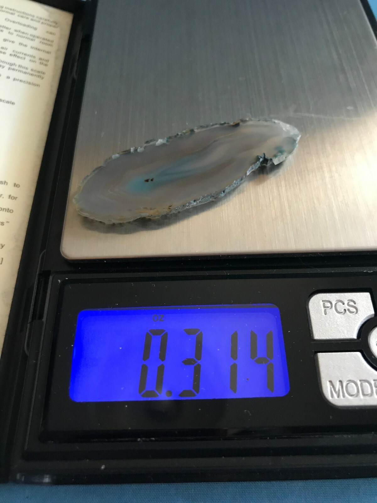 New 2-3/8” by 7/8” Blue – Gray Cut & Polished .31 Ounce Agate Rock Slab Crafts