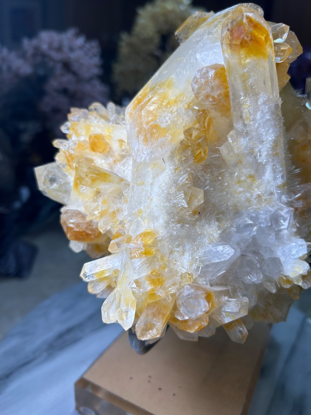 Mango Quartz Specimen Freeform on custom acrylic stand big