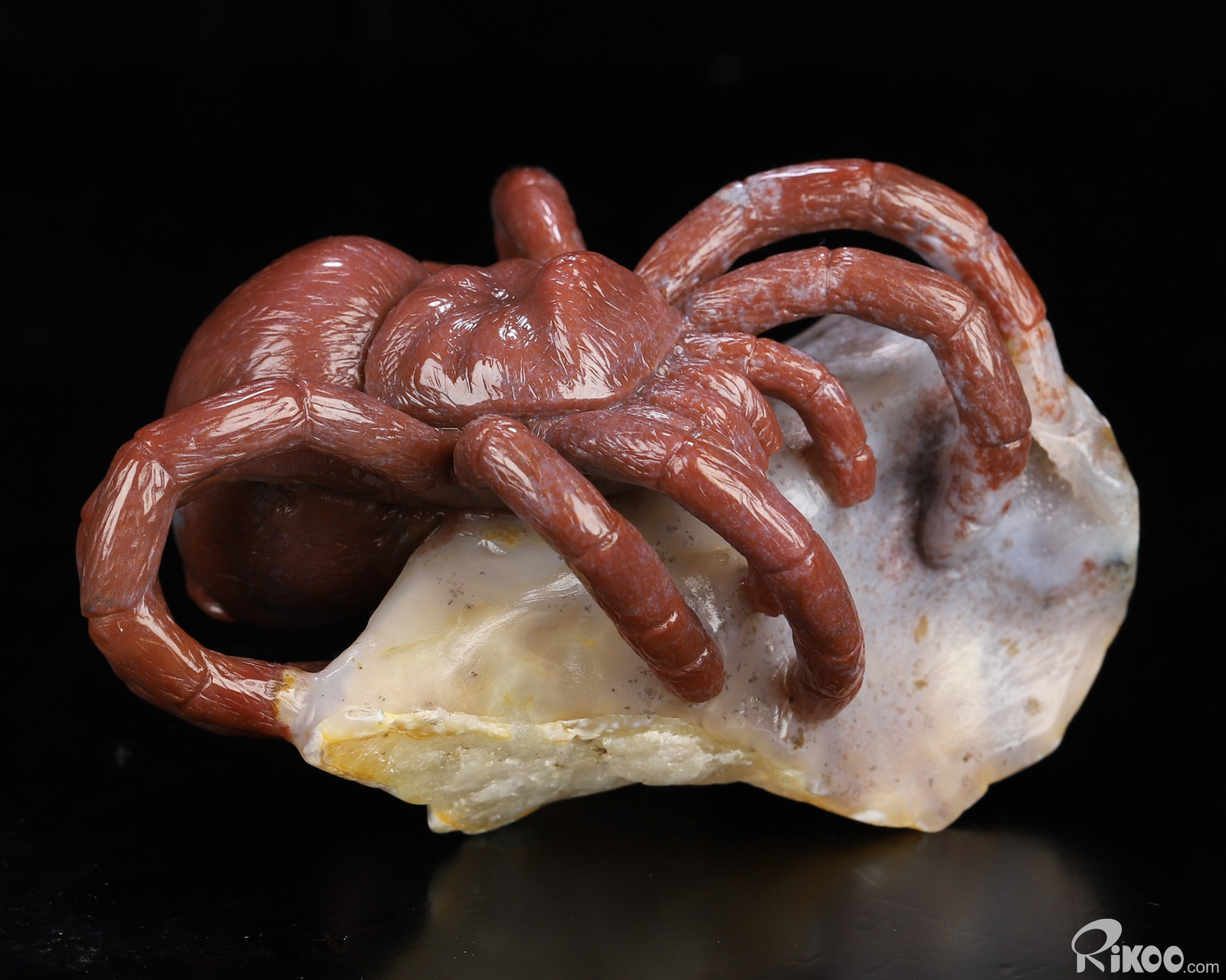 4.1″ Indian Agate Hand Carved Crystal Spider Sculpture, Crystal Healing