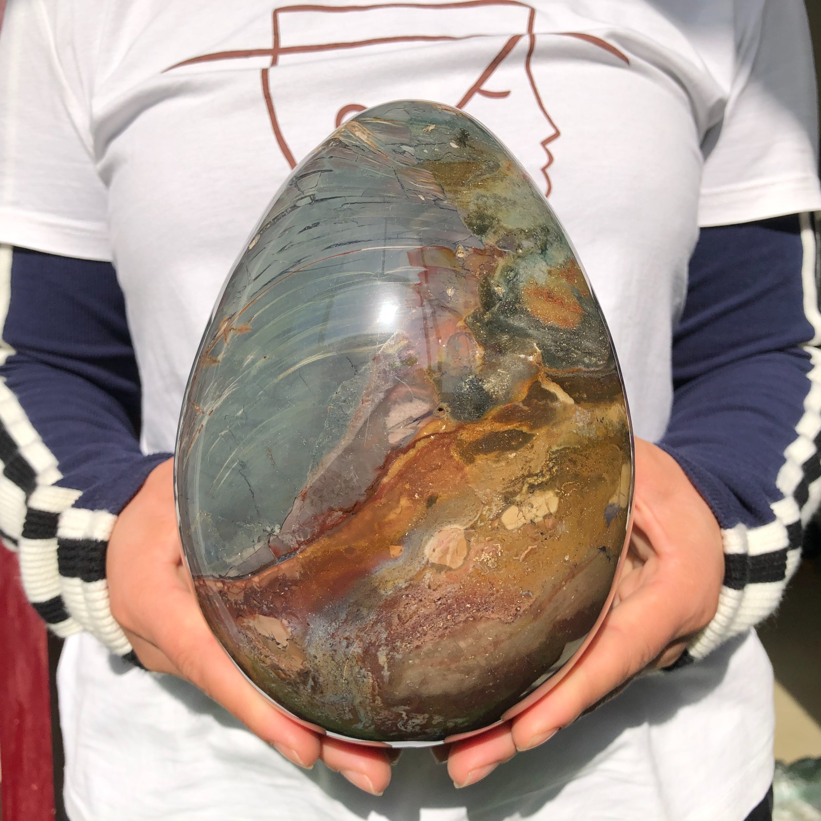 8.6LB Natural Ocean stone Quartz Crystal egg Mineral specimen Healing