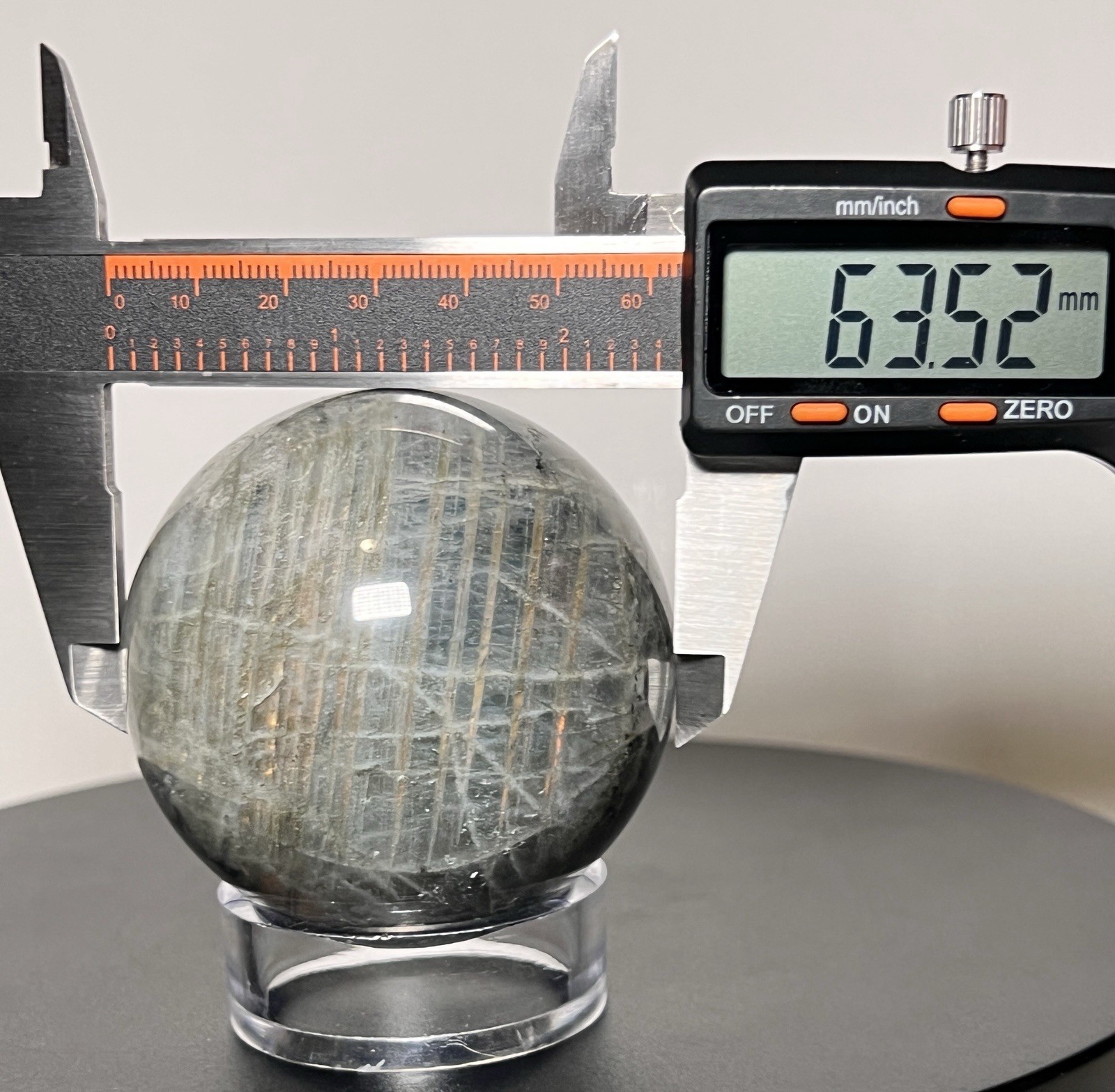 Labradorite 2 Piece Set w/Flash – Freeform & Sphere (63mm) w/holder