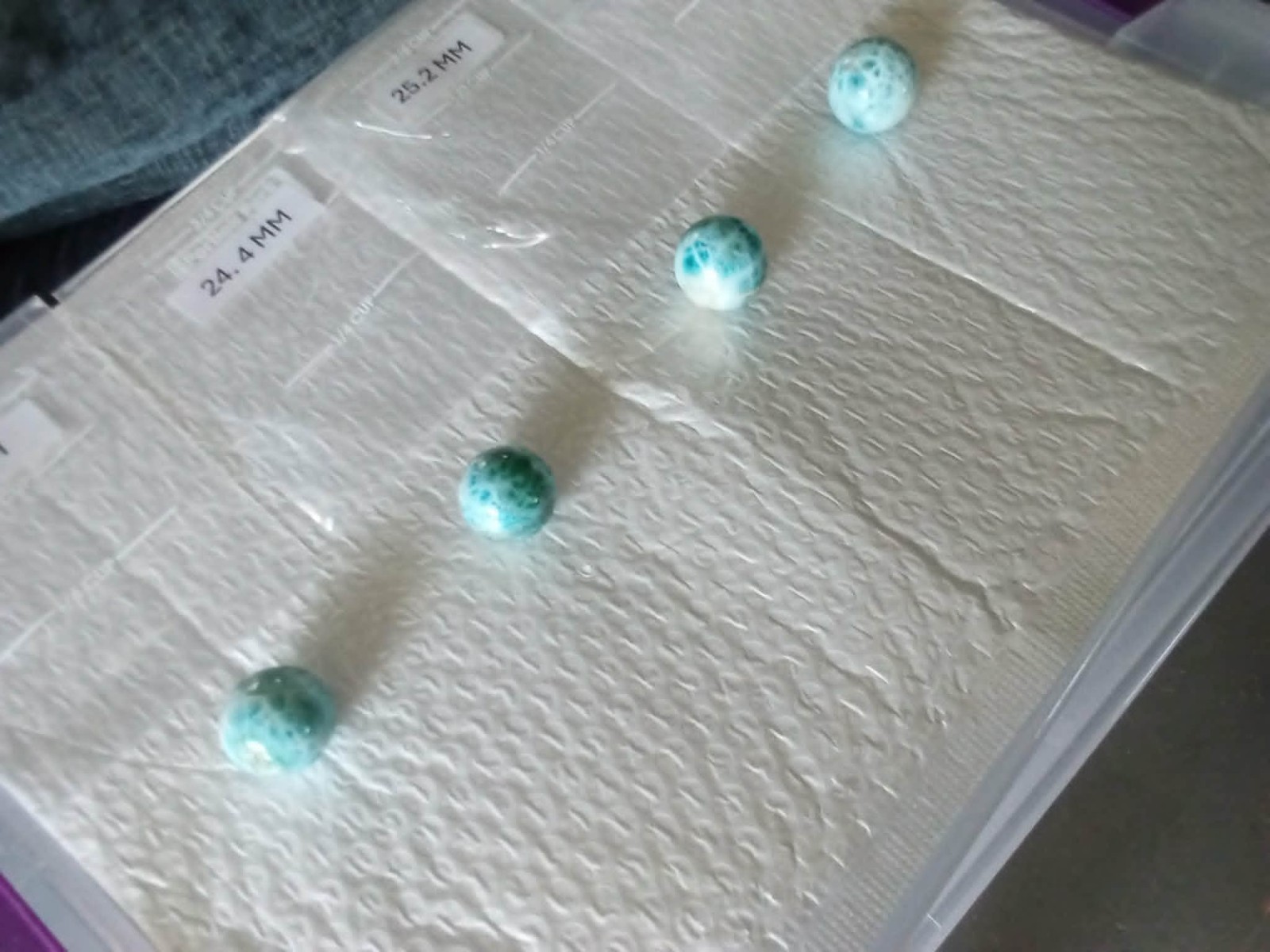 DOMINICAN REPUBLIC LARIMAR SPHERES LOT OF FOUR 24 MM TO 26 MM