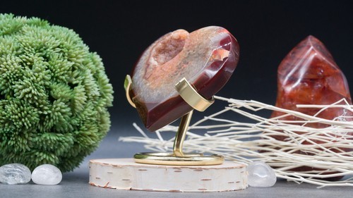Gold Crystal Heart Stand Metal Retail Display Base Gemstone Specimen Holder Gift