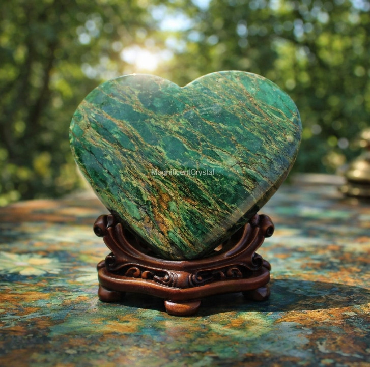 AAA+ Natural Emerald Heart Palm Stone Heart Chakra Healing Green Crystal Decor