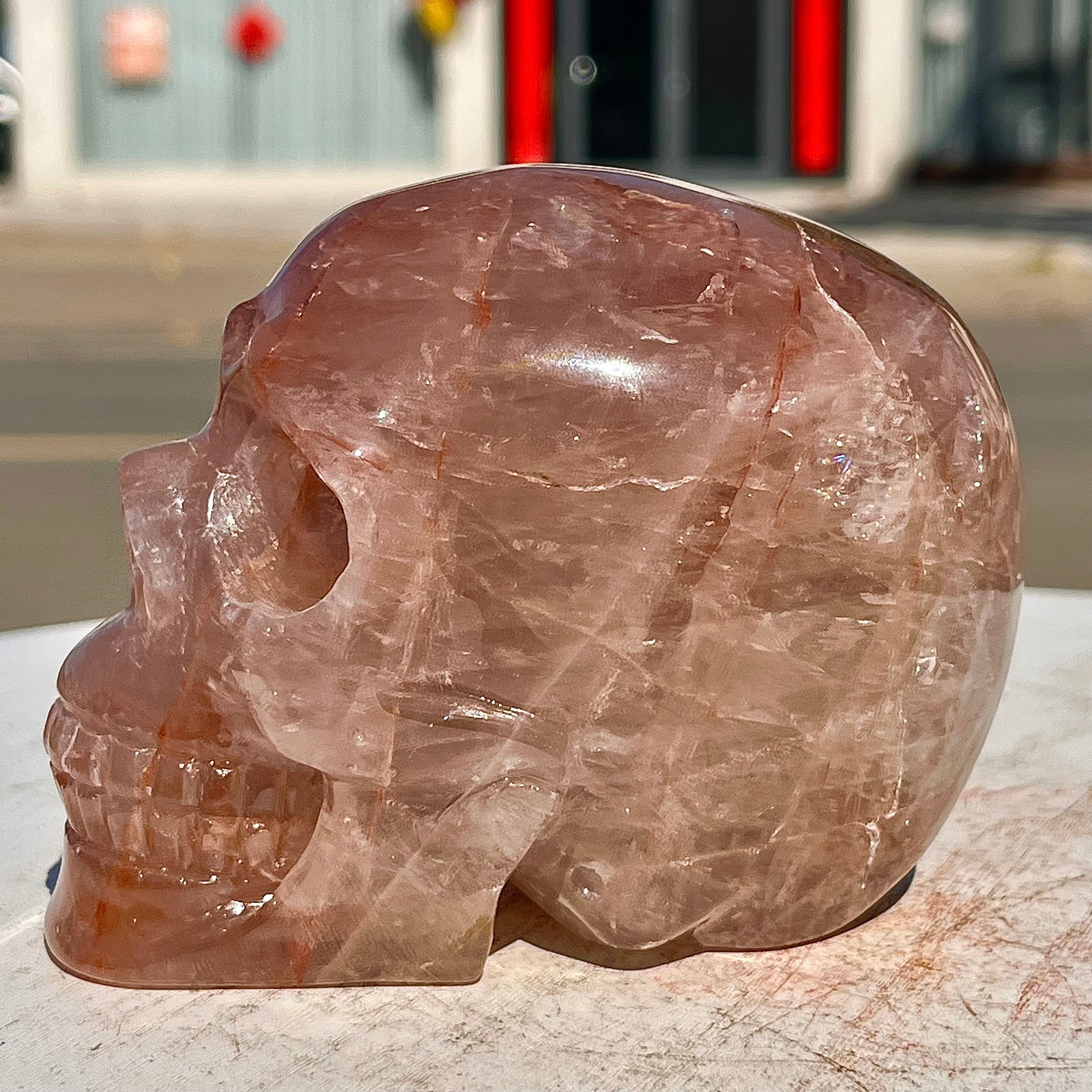 2.38LB Hand carved Red Gum Flower Skull | Used for decoration or gifts