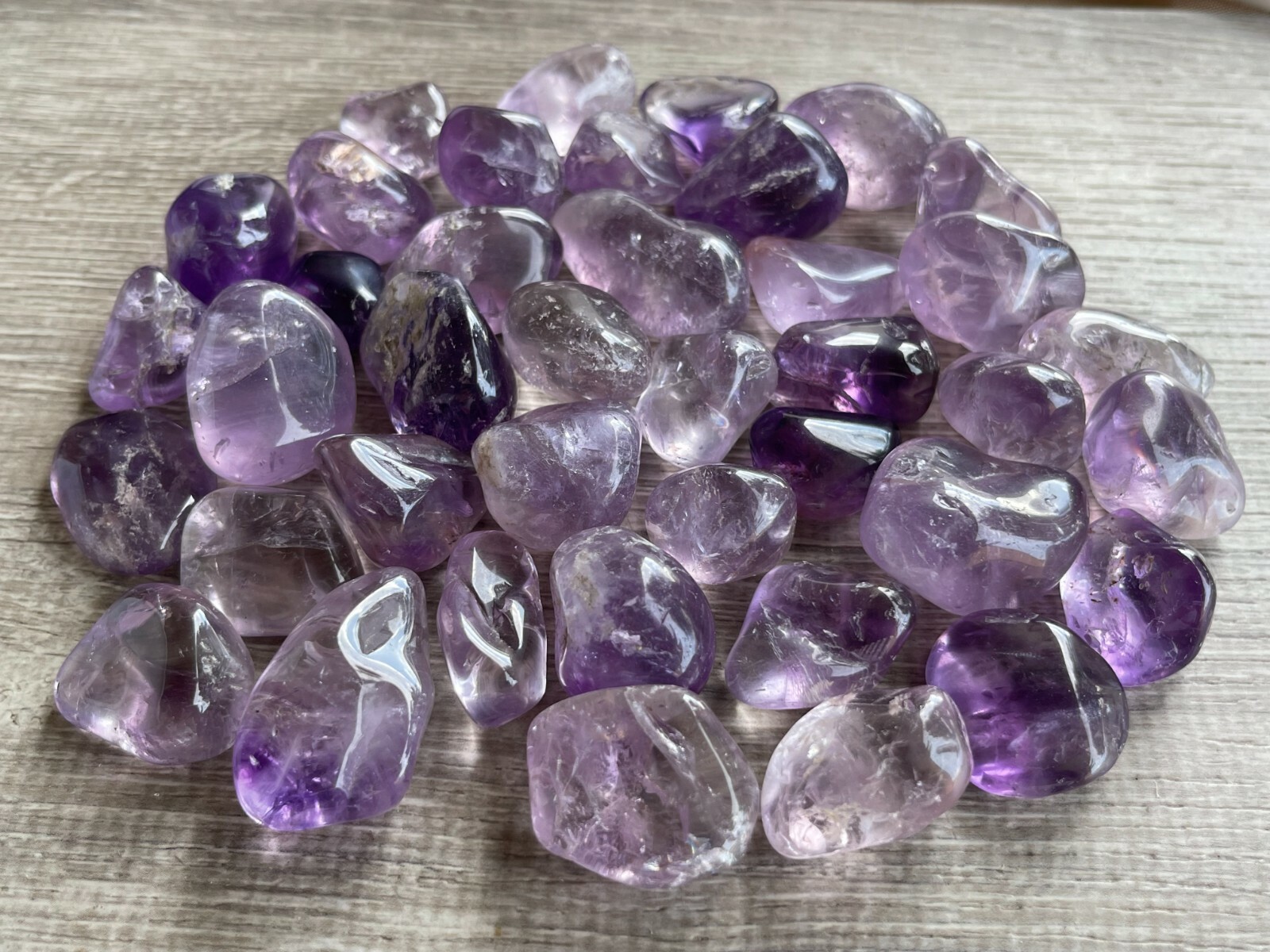 Grade A++ Amethyst Tumbled Stones, 0.75″-1.25″ Amethyst Polished Stone, Bulk Lot