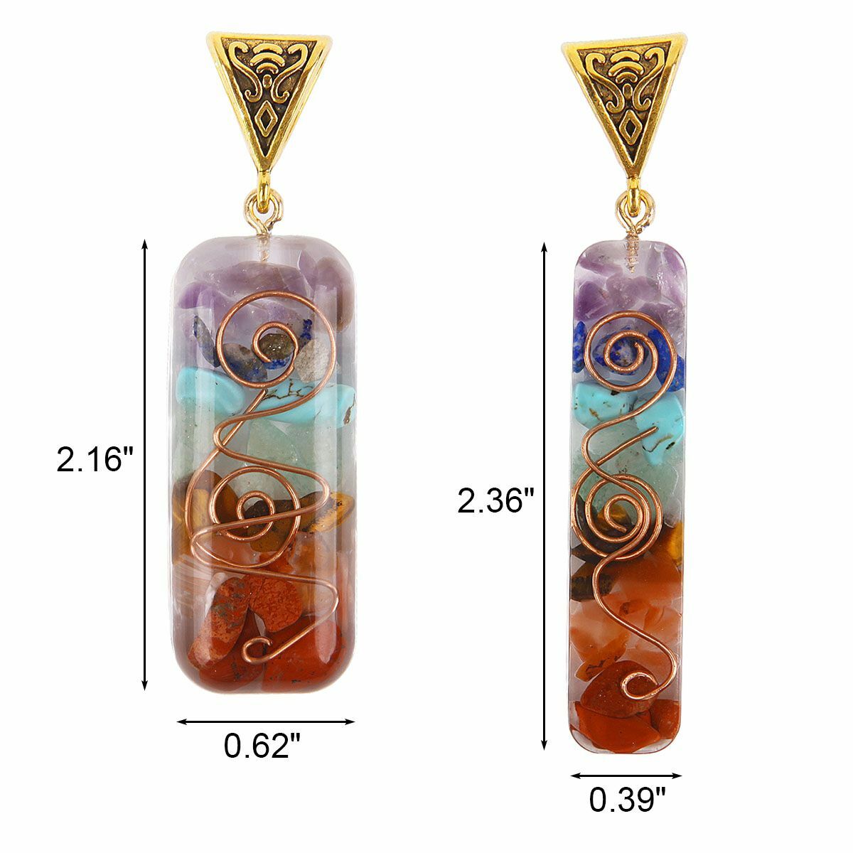 7 Chakra Gemstone Orgone Energy Generator Pendant Copper Coil Orgonite Necklace