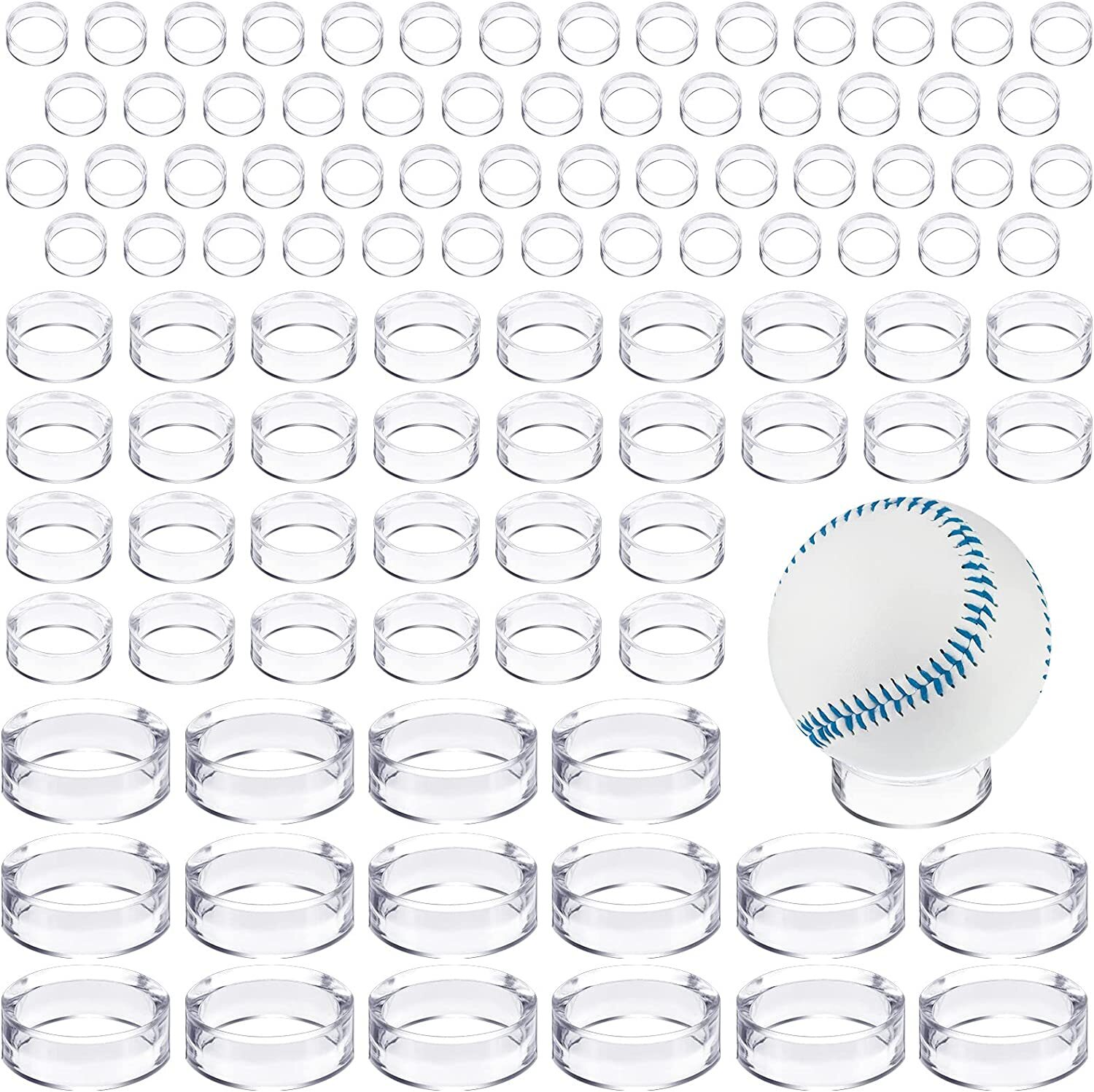 100Pcs Acrylic Sphere Stand Clear Plastic Ring Display Décor Round for Golf Ball