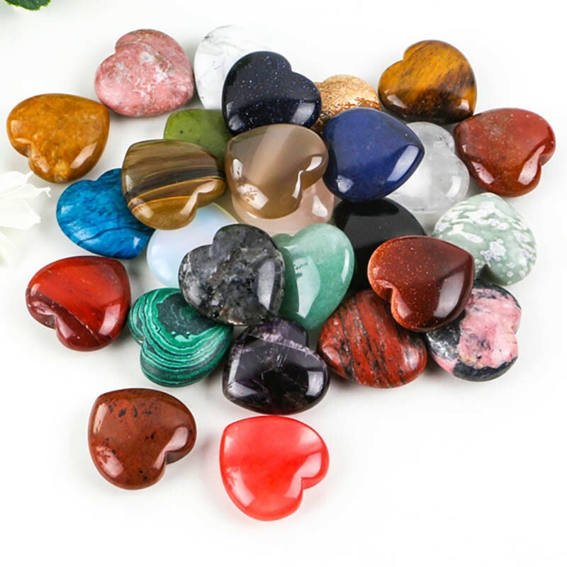 30Pcs 20x8mm Natural Heart Stone Quartz Bead No Hole Reiki Healing Chakra Craft