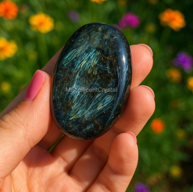 3PCS Arfvedsonite Palmstone Worry Stone Healing Crystal Meditation Reiki Gifts