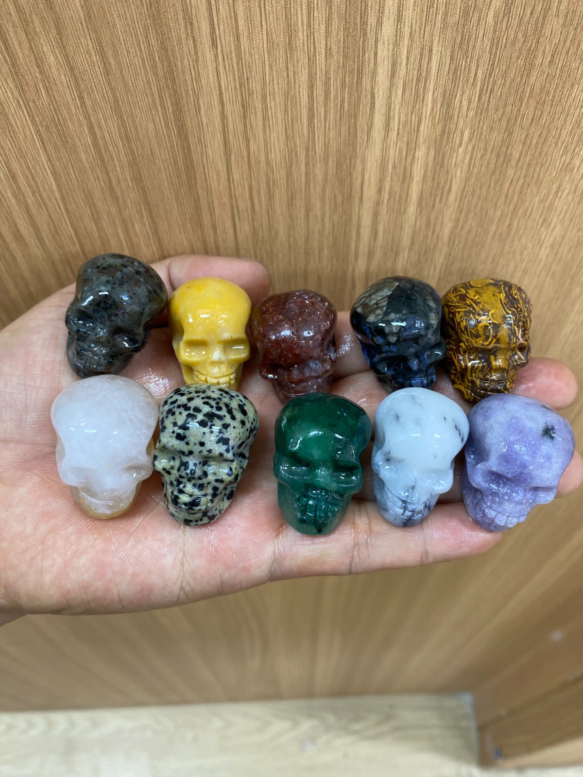 1pc Natural Mixed Quartz hand Carved skull crystal Reiki healing Gift Decor