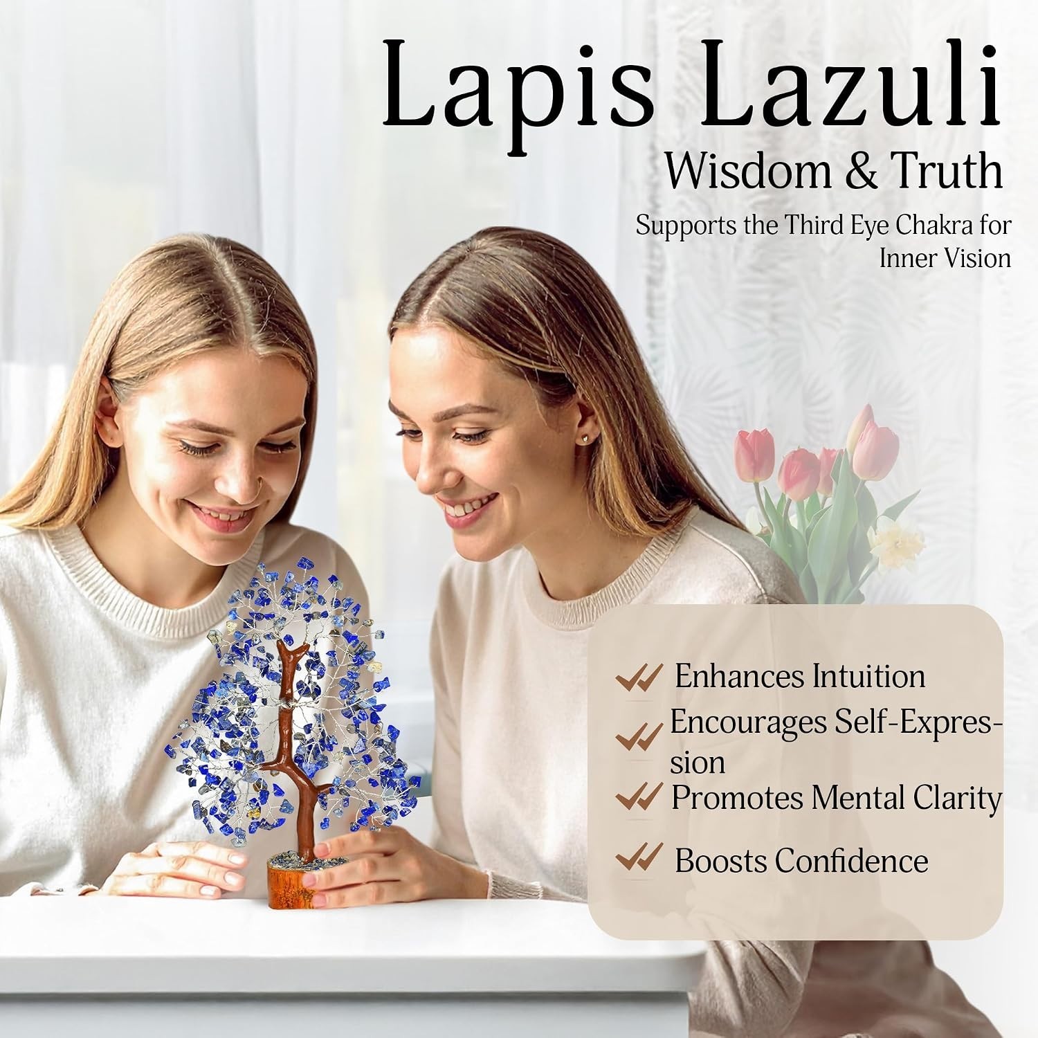 Handcrafted 10-Inch Chakra Tree of Natural Lapis Lazuli – Elegant Gift Choice